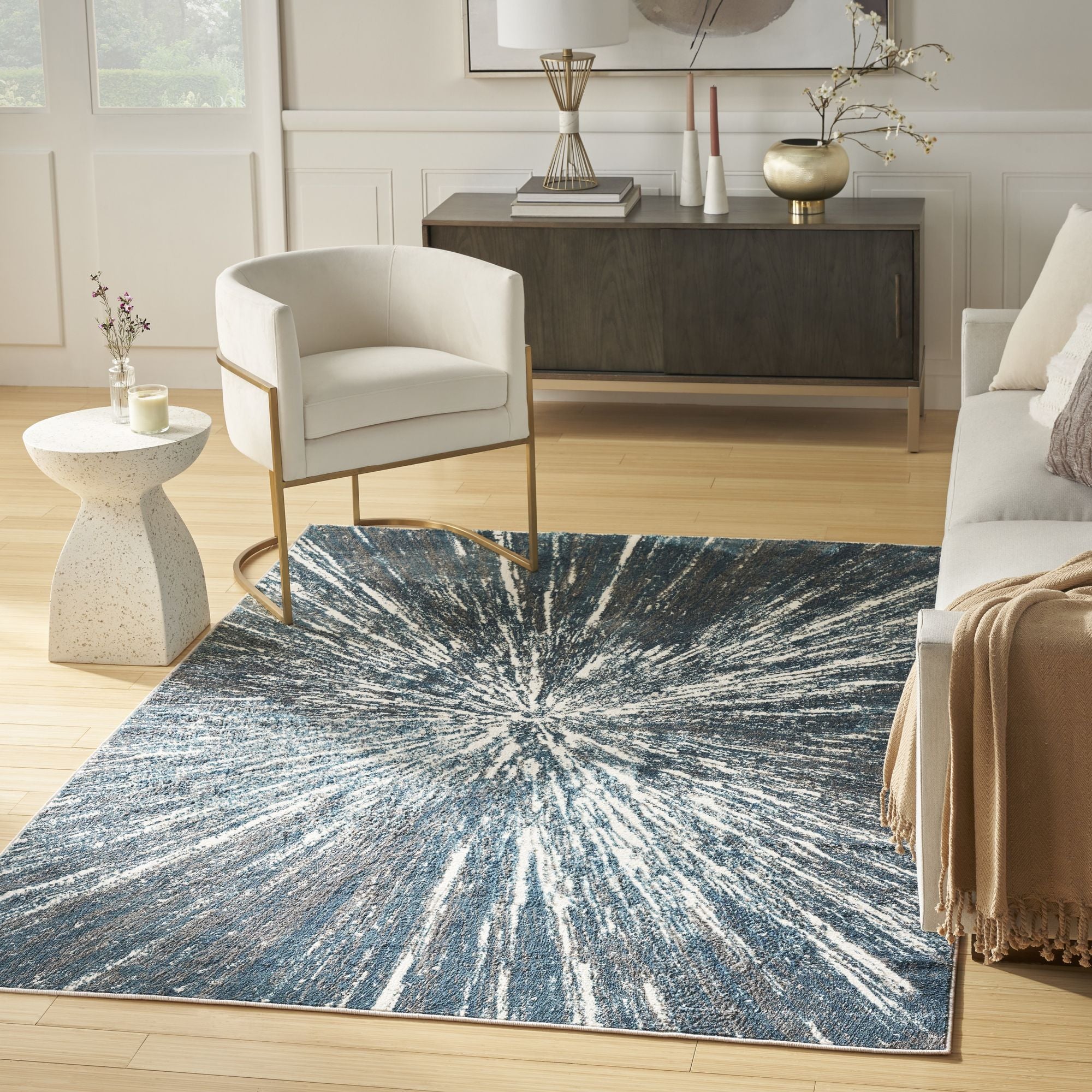 Blue Silver Modern Indoor Abstract Ambiance Area Rug