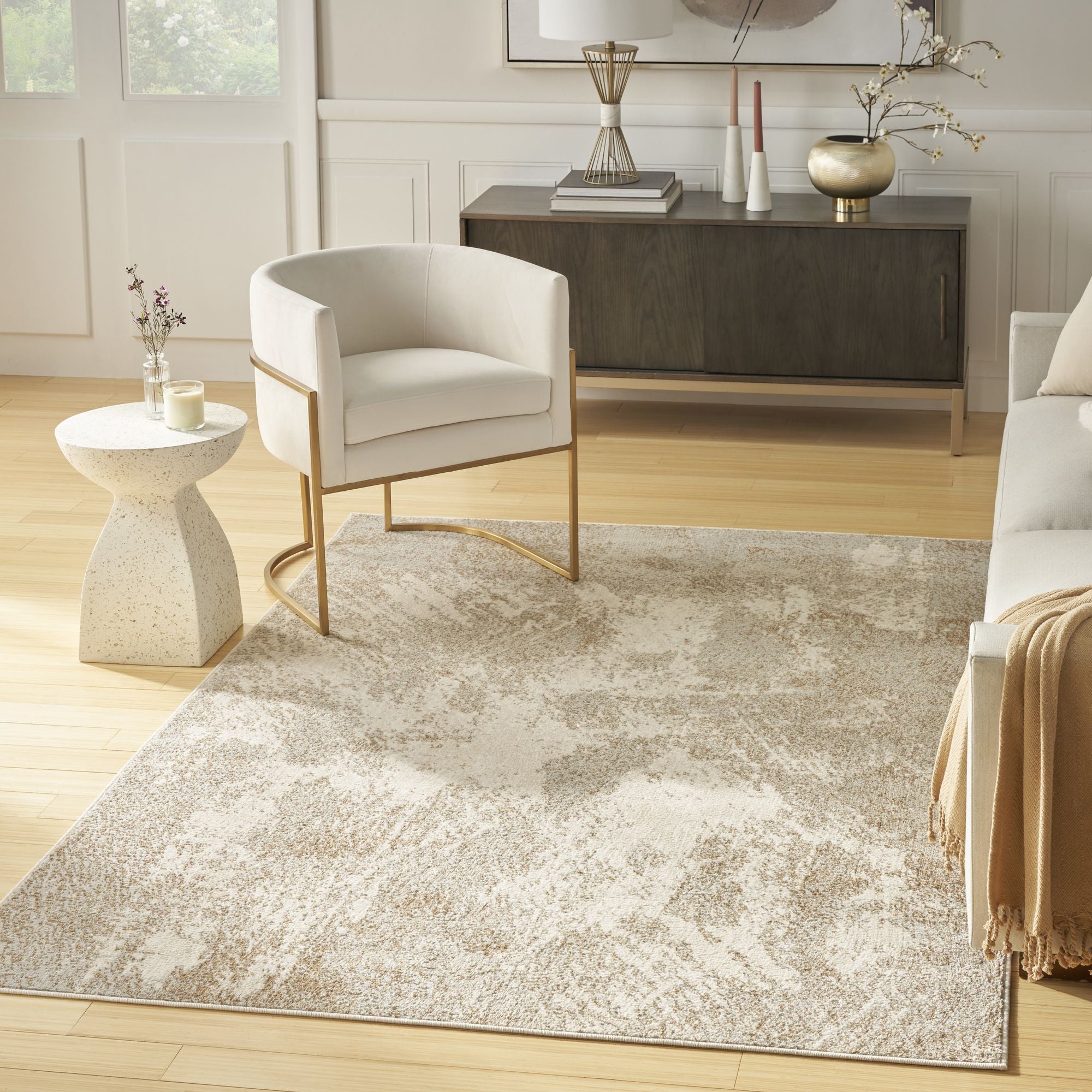 Ivory Silver Modern Indoor Abstract Area Rug