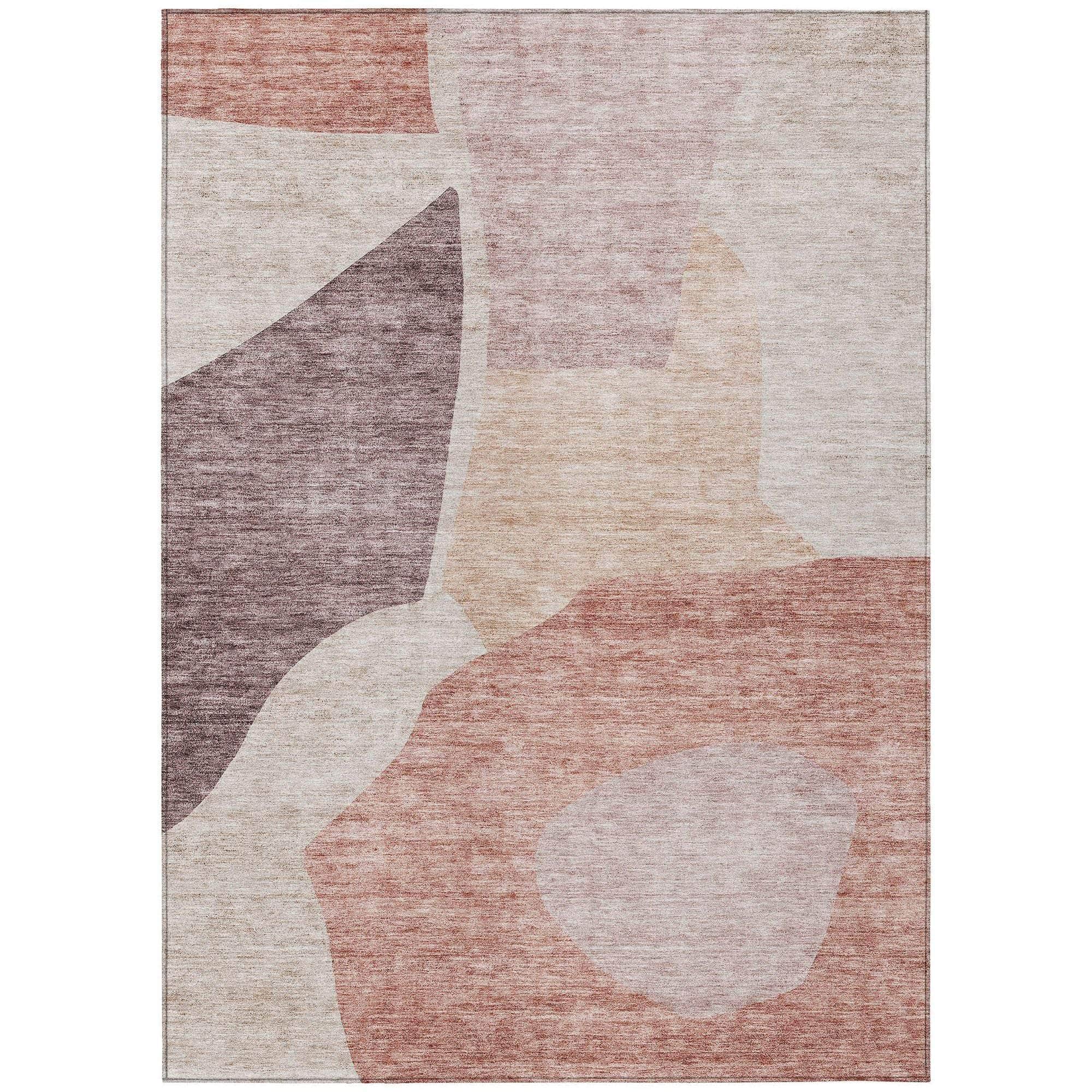 Machine Washable Blush Pink Rug - Indoor / Outdoor - Kids / Pet Friendly Abstract Print Rug