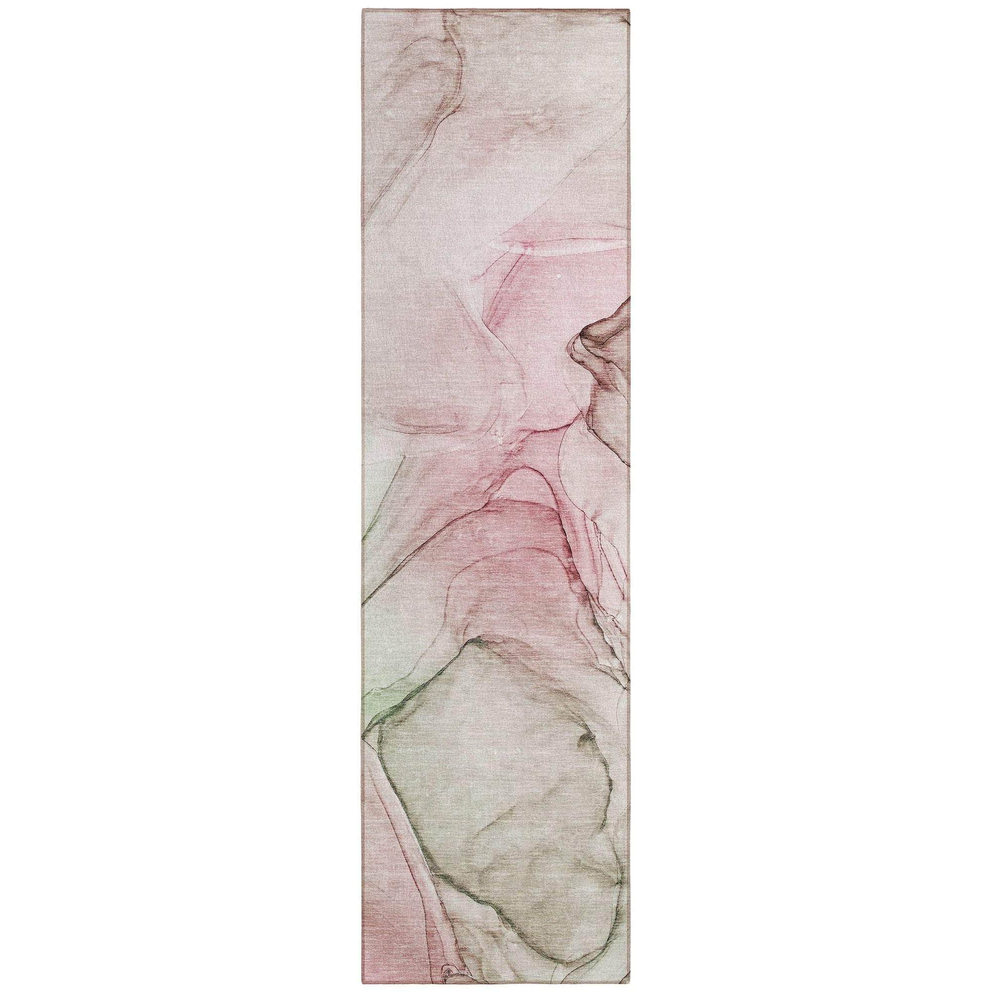 Machine Washable Blush Pink Rug - Indoor / Outdoor - Kids / Pet Friendly Watercolors Print Rug