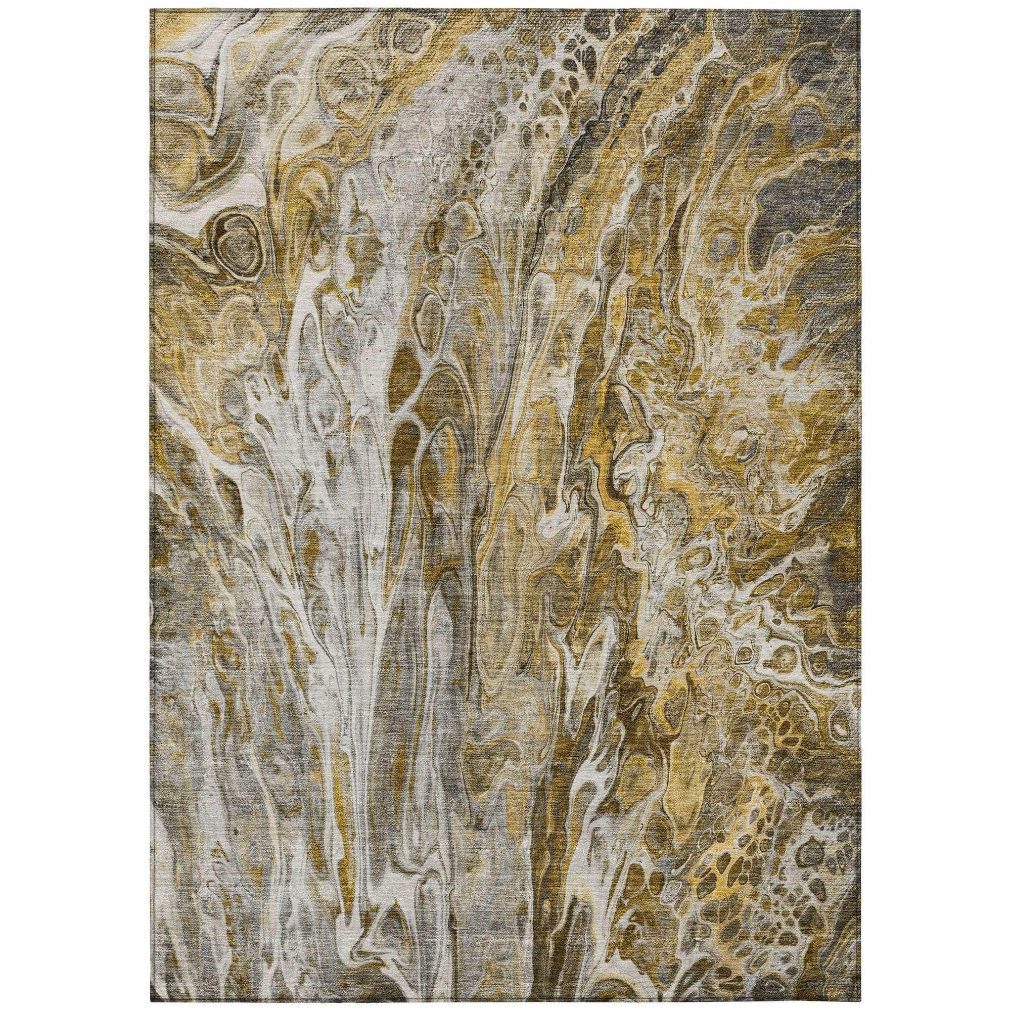 Machine Washable Brown Rug - Indoor / Outdoor - Kids / Pet Friendly Abstract Print Rug