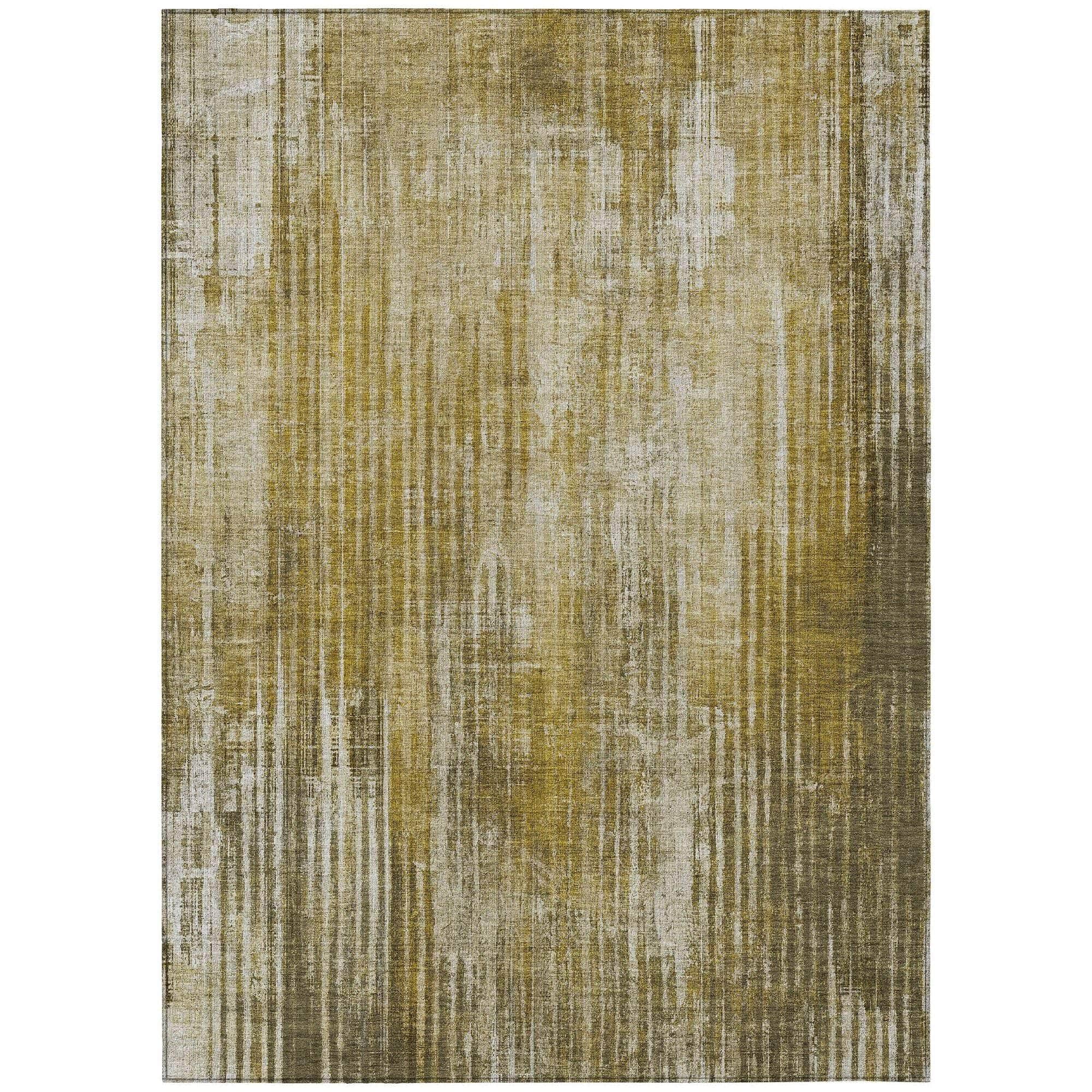 Machine Washable Brown Rug - Indoor / Outdoor - Kids / Pet Friendly Stripes Print Rug