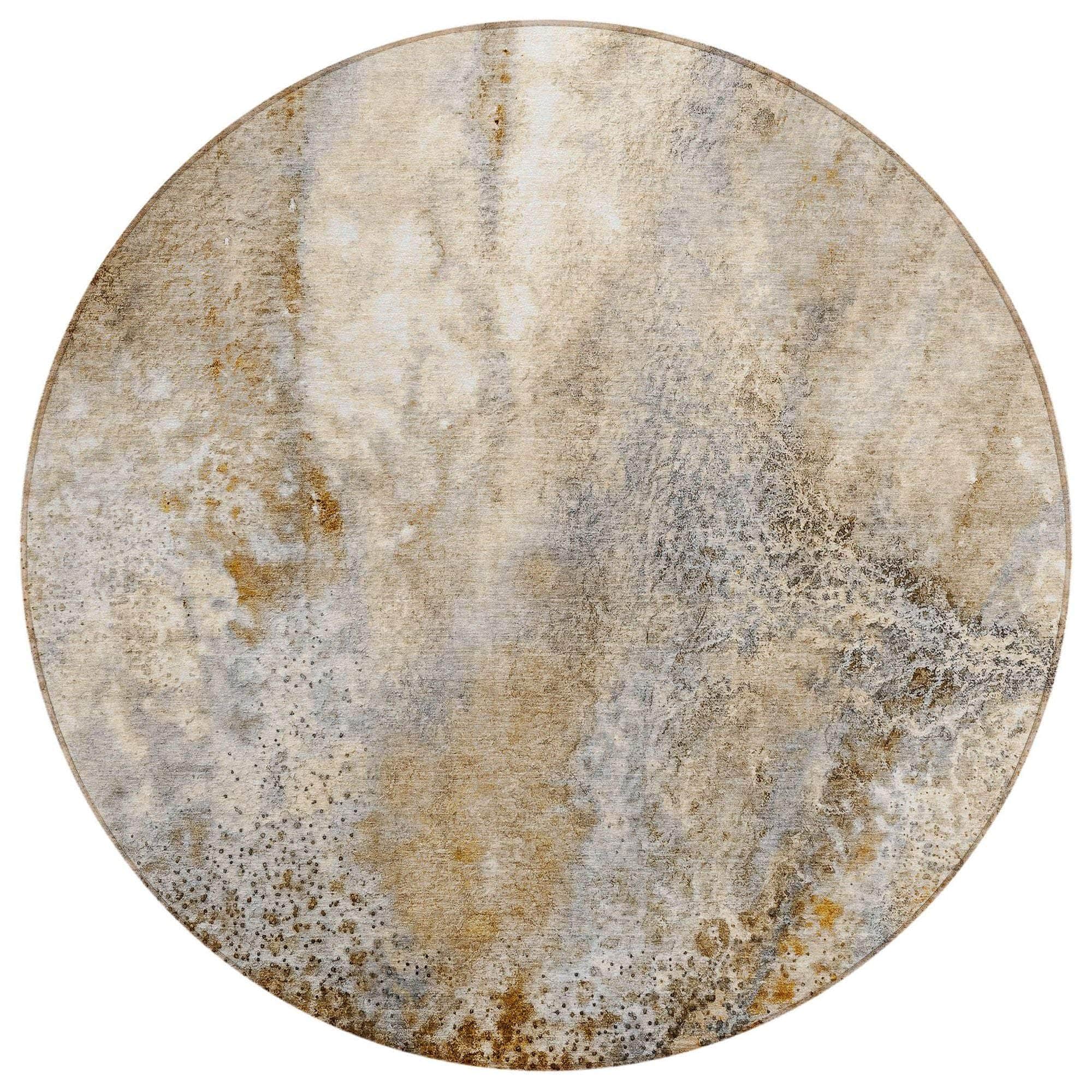 Machine Washable Brown Rug - Indoor / Outdoor - Kids / Pet Friendly Watercolors Print Rug