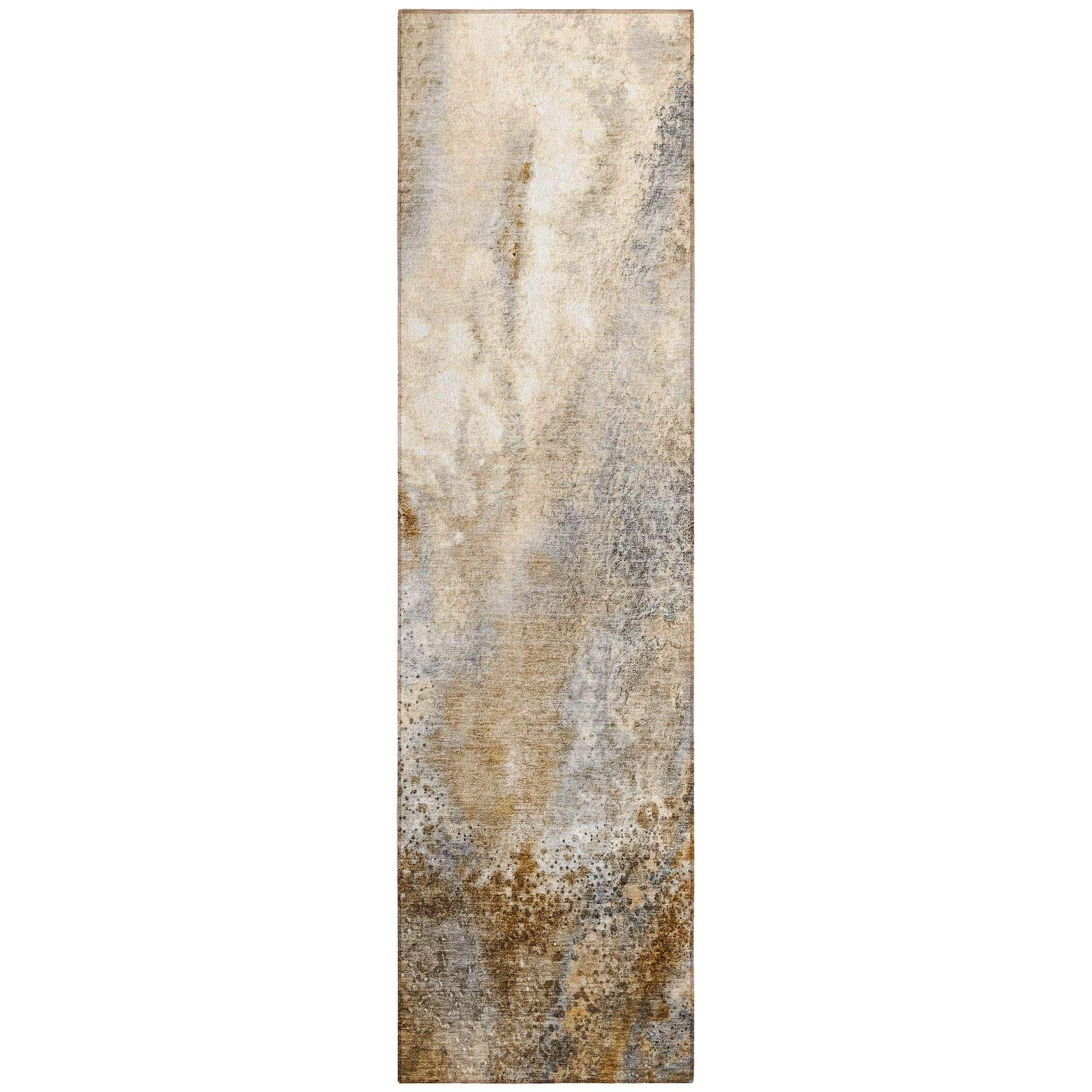 Machine Washable Brown Rug - Indoor / Outdoor - Kids / Pet Friendly Watercolors Print Rug
