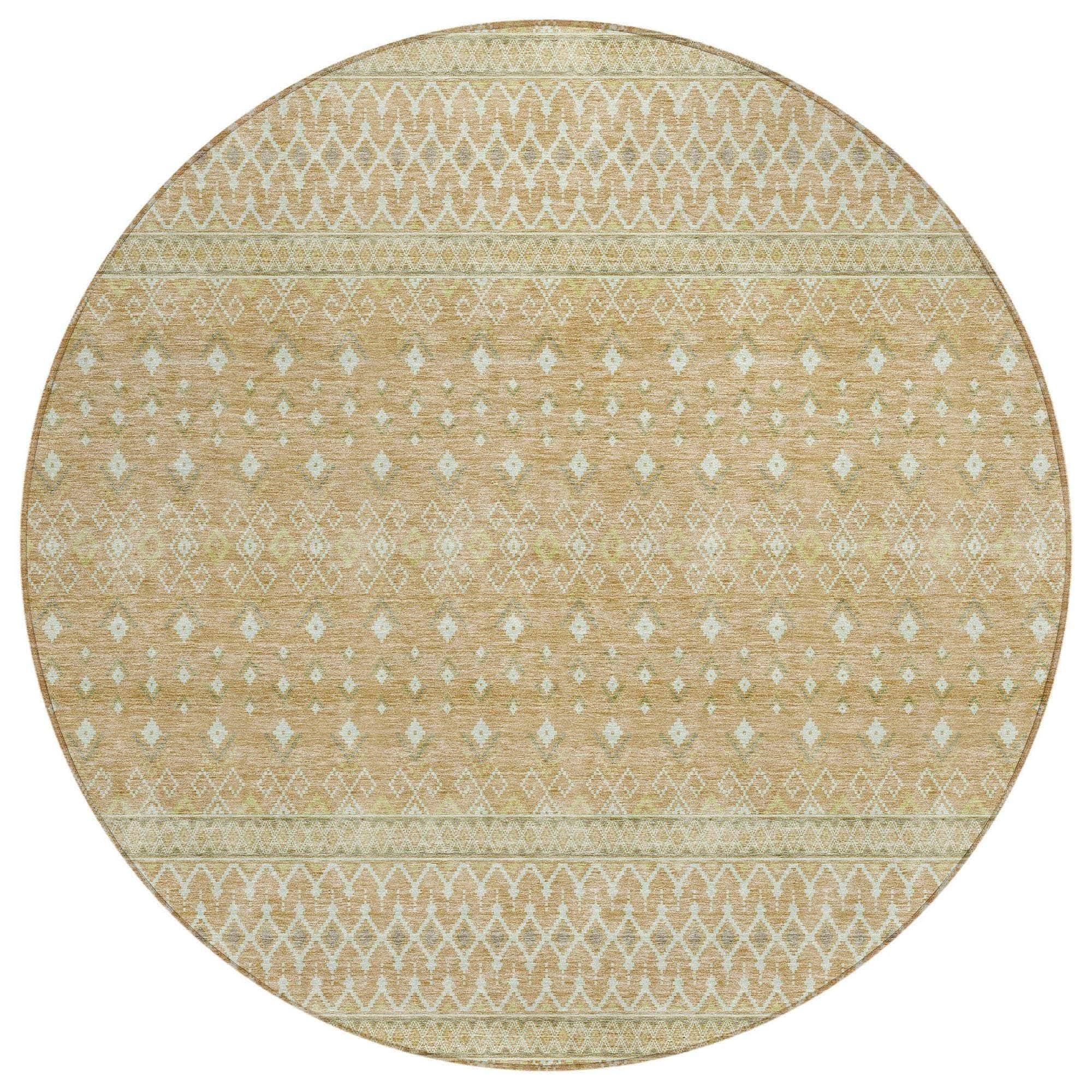 Machine Washable Copper Orange Rug - Indoor / Outdoor - Kids / Pet Friendly Boho Print Rug