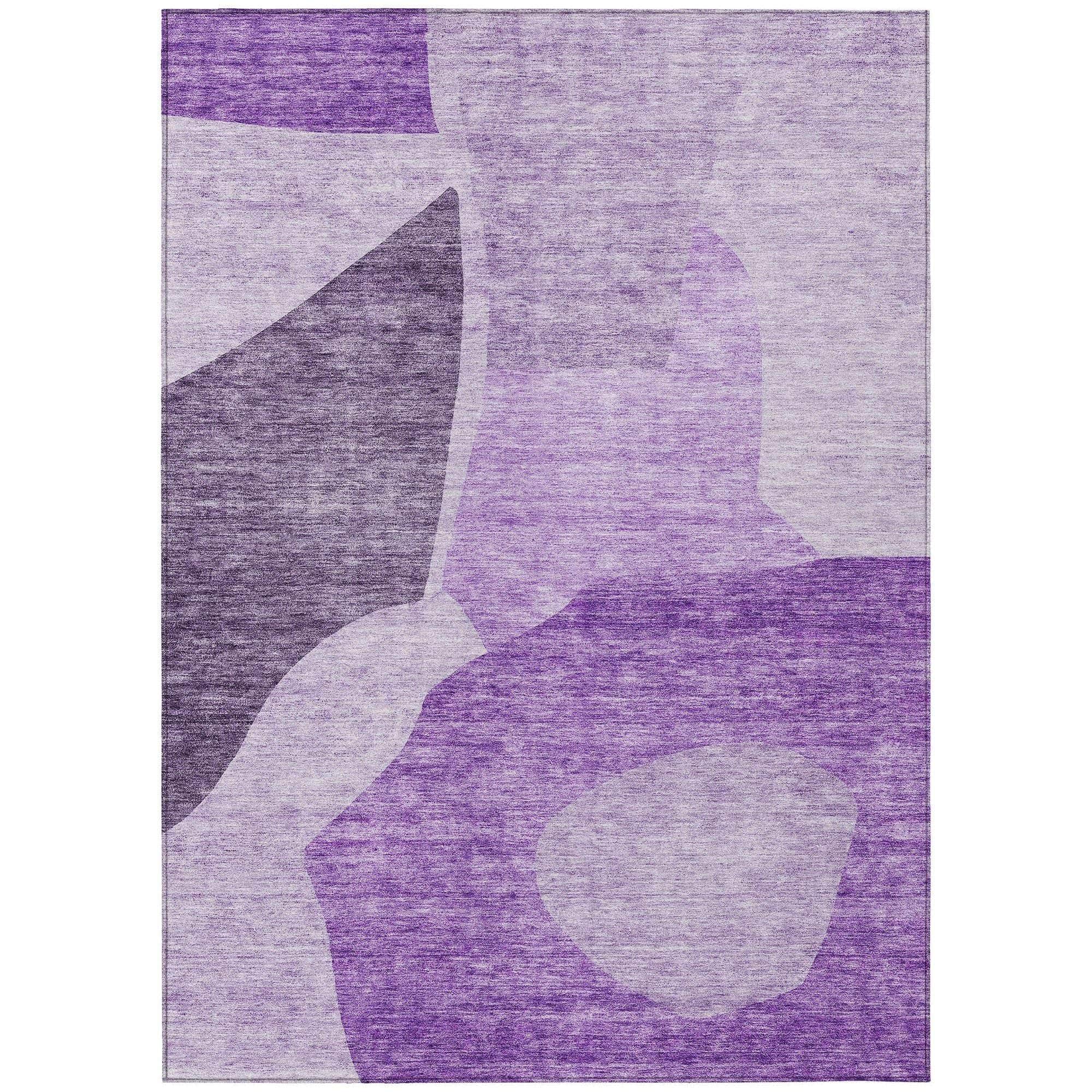 Machine Washable Eggplant Purple Rug - Indoor / Outdoor - Kids / Pet Friendly Abstract Print Rug