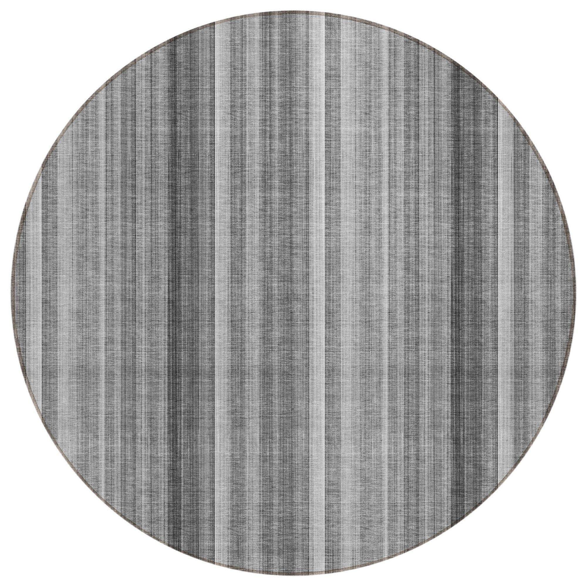 Machine Washable Gray Rug - Indoor / Outdoor - Kids / Pet Friendly Stripes Print Rug