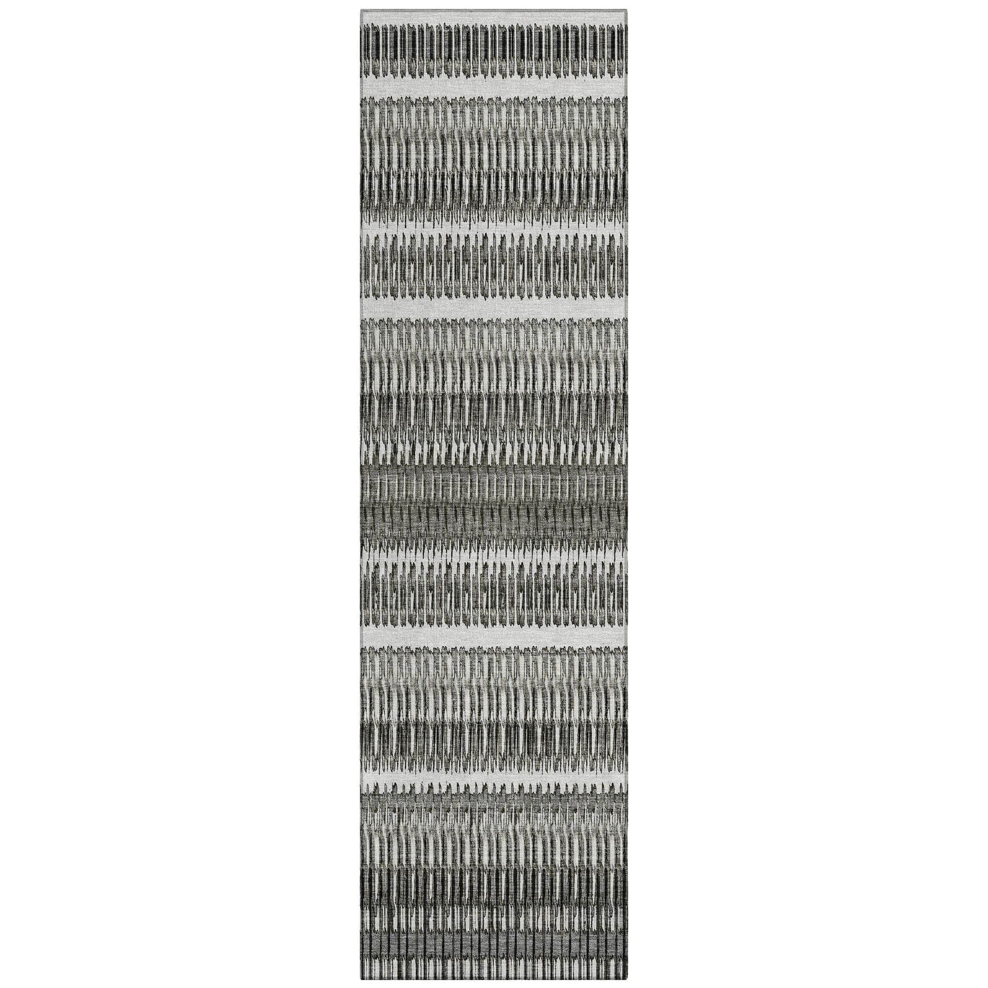 Machine Washable Gray Rug - Indoor / Outdoor - Kids / Pet Friendly Stripes Print Rug
