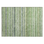 Machine Washable Green Rug - Indoor / Outdoor - Kids / Pet Friendly Stripes Print Rug