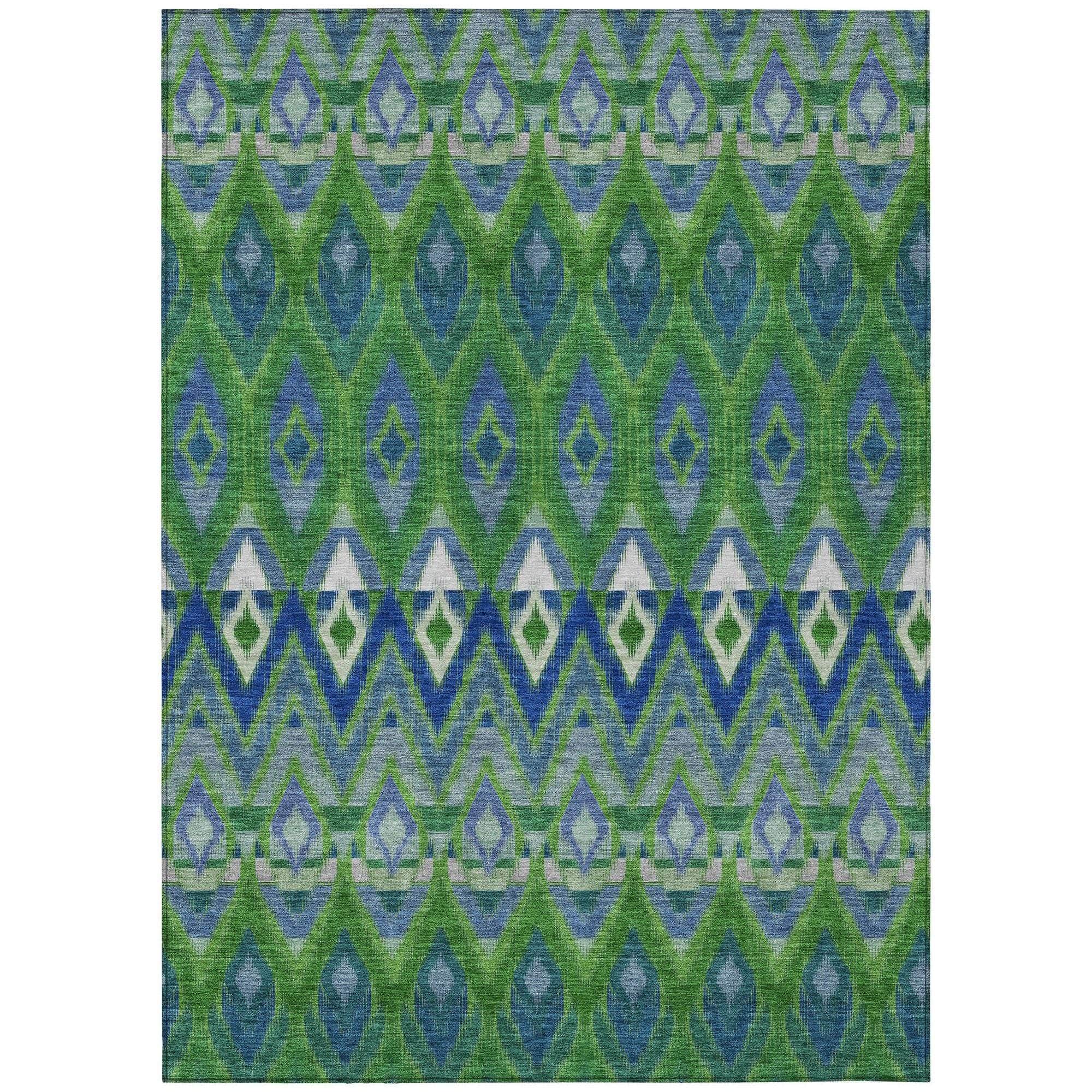 Machine Washable Green Rug - Indoor / Outdoor - Kids / Pet Friendly Southwest Print Rug