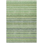 Machine Washable Green Rug - Indoor / Outdoor - Kids / Pet Friendly Stripes Print Rug