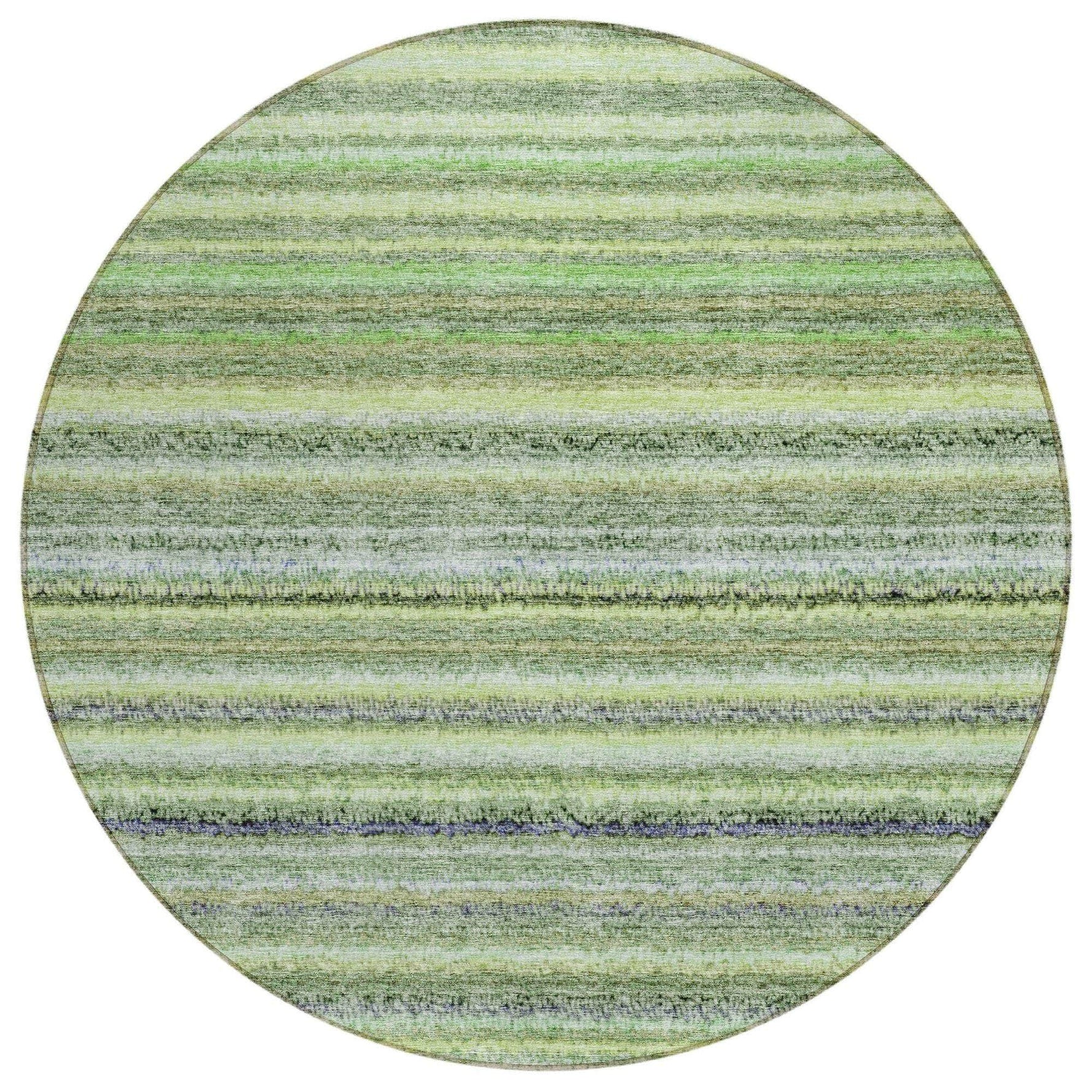 Machine Washable Green Rug - Indoor / Outdoor - Kids / Pet Friendly Stripes Print Rug