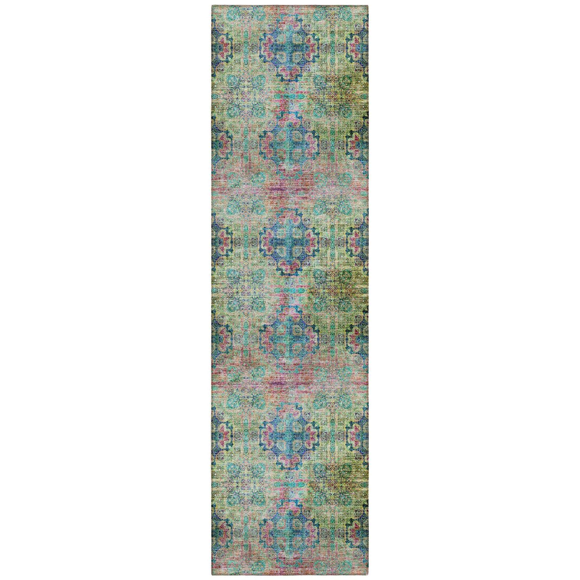 Machine Washable Green Rug - Indoor / Outdoor - Kids / Pet Friendly Organic Print Rug