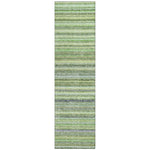 Machine Washable Green Rug - Indoor / Outdoor - Kids / Pet Friendly Stripes Print Rug