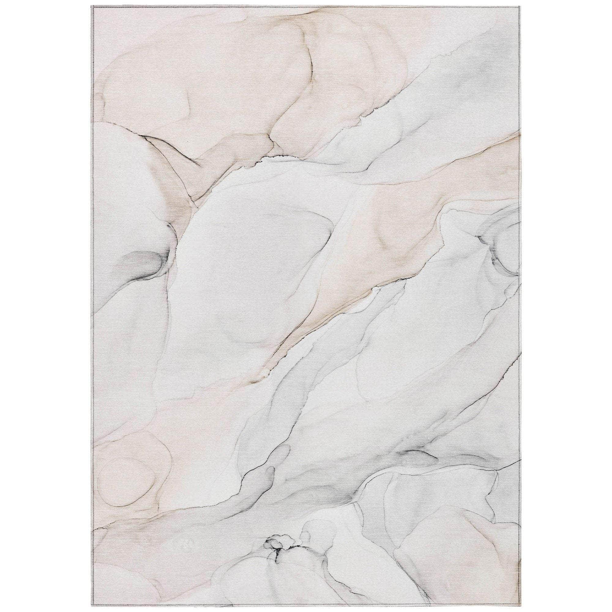 Machine Washable Ivory Rug - Indoor / Outdoor - Kids / Pet Friendly Watercolors Print Rug