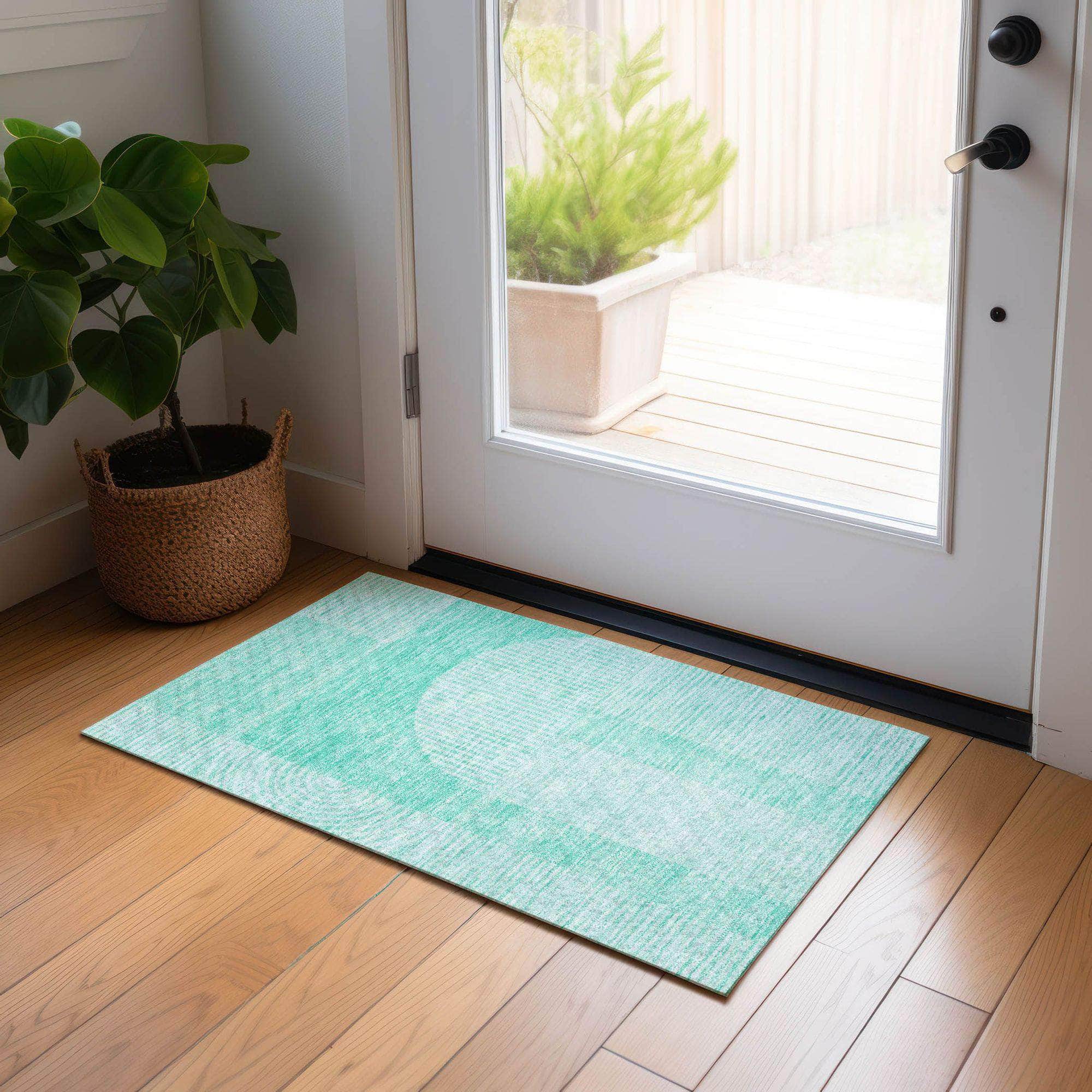 Machine Made ACN711 Teal  Rugs #color_teal 