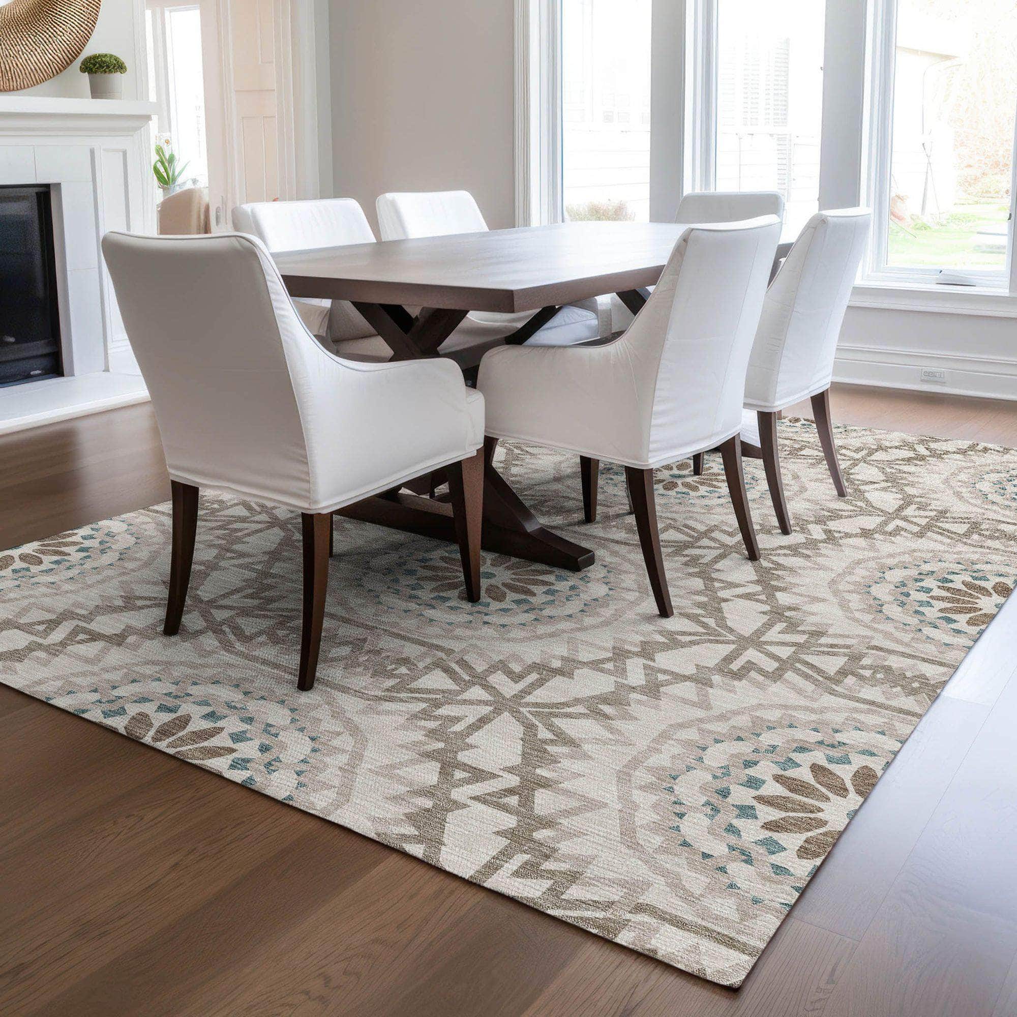 Machine Made ACN619 Beige Brown Rugs 