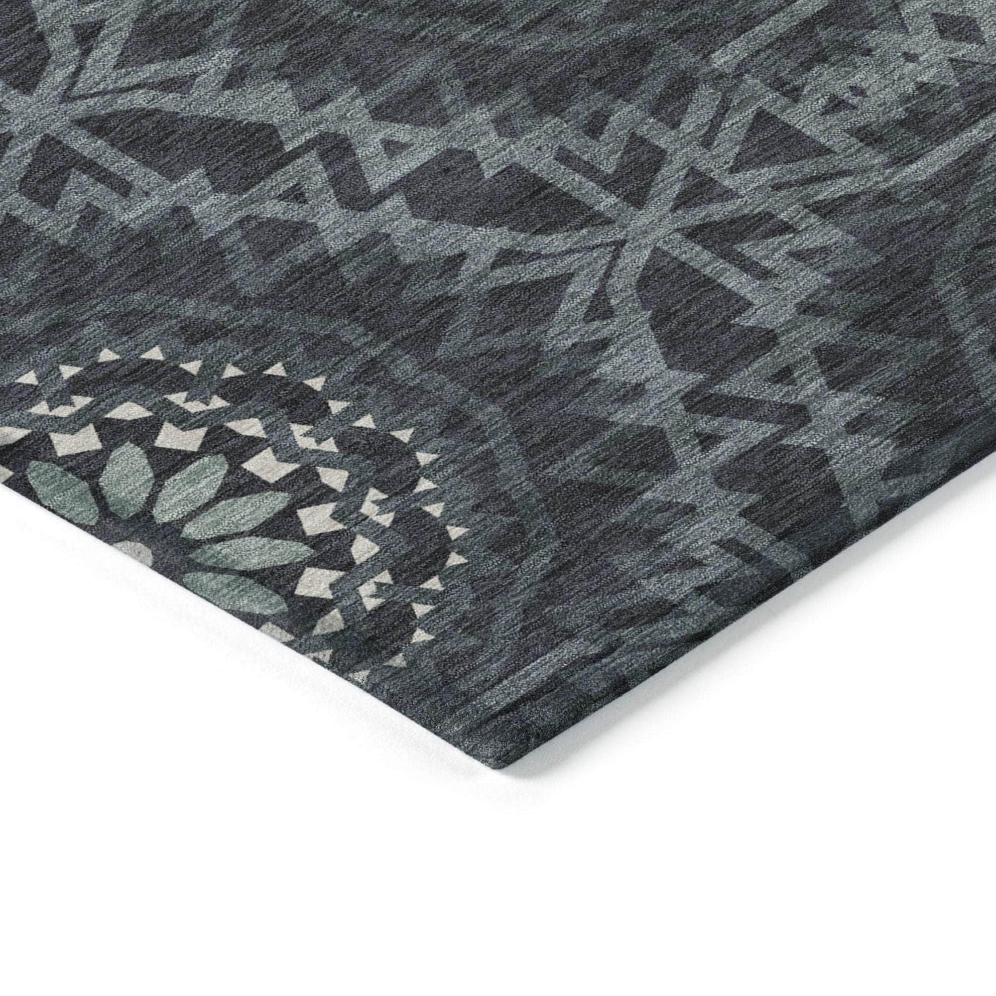 Machine Made ACN619 Charcoal Gray Rugs 