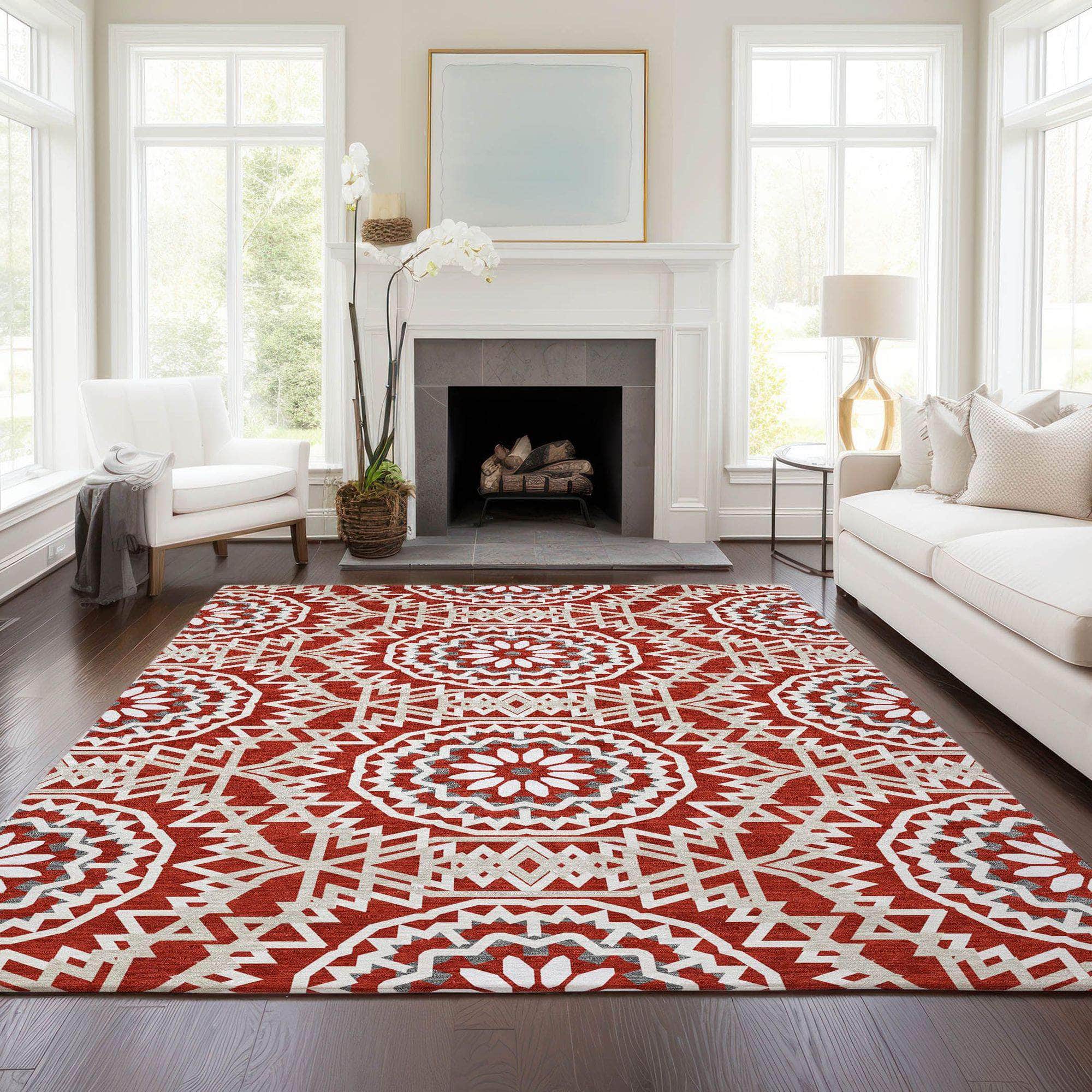 Machine Made ACN619 Red  Rugs #color_red 