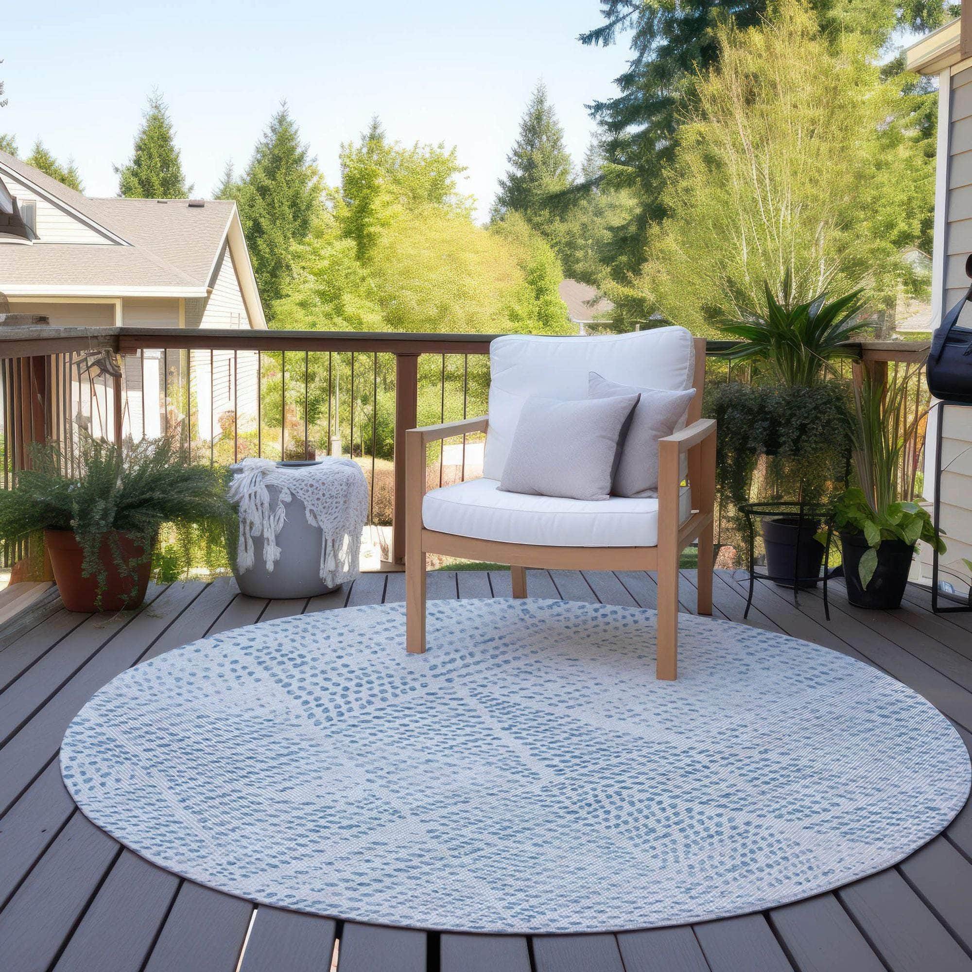 Machine Made ACN591 Denim Blue Rugs 