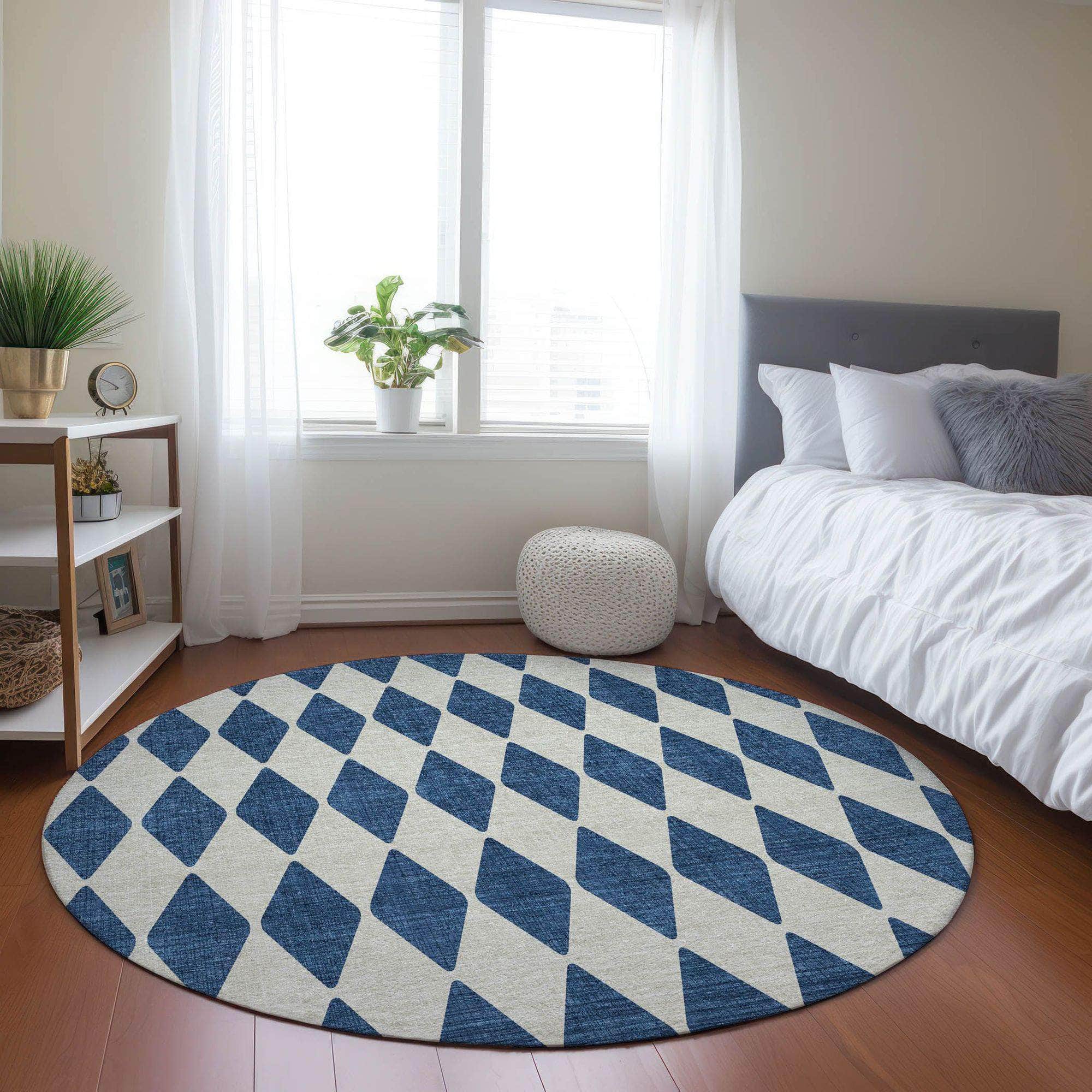 Machine Made ACN578 Navy Blue Rugs 