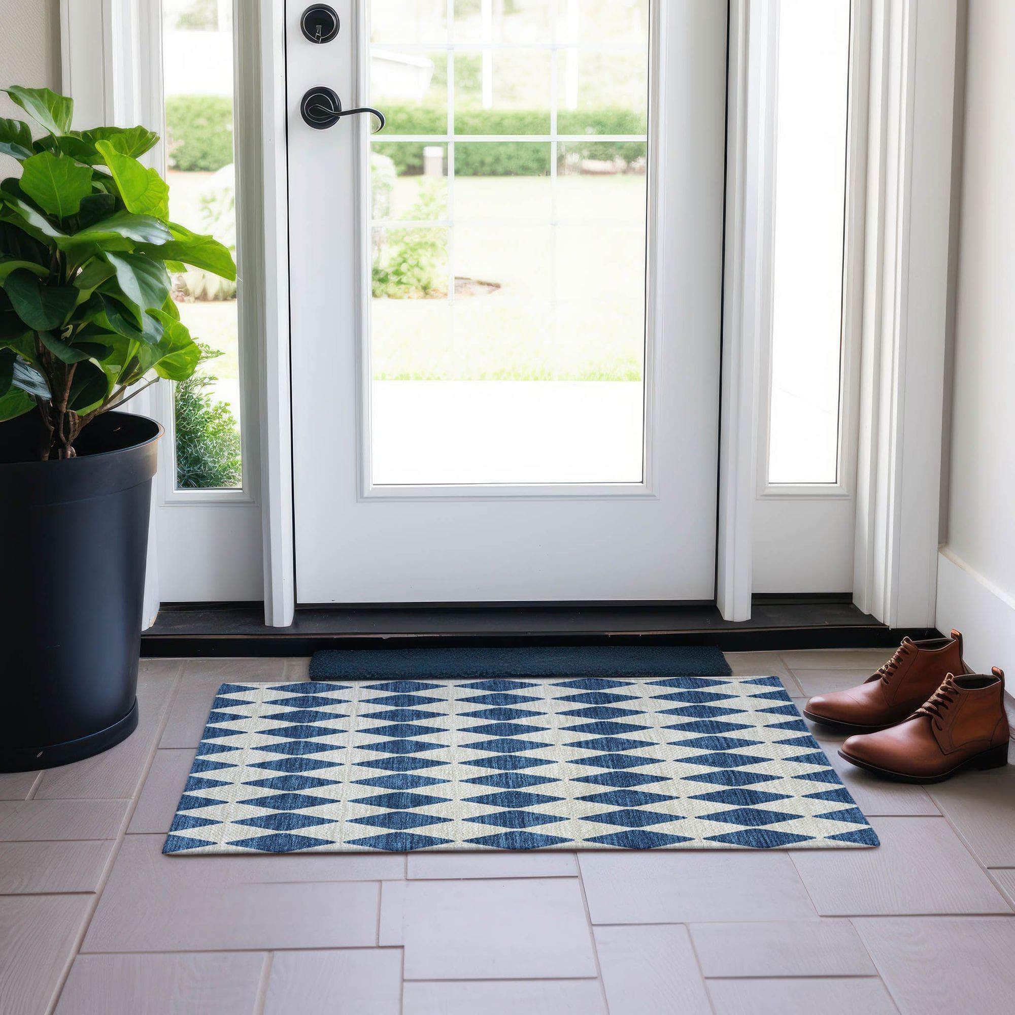 Machine Made ACN578 Navy Blue Rugs 