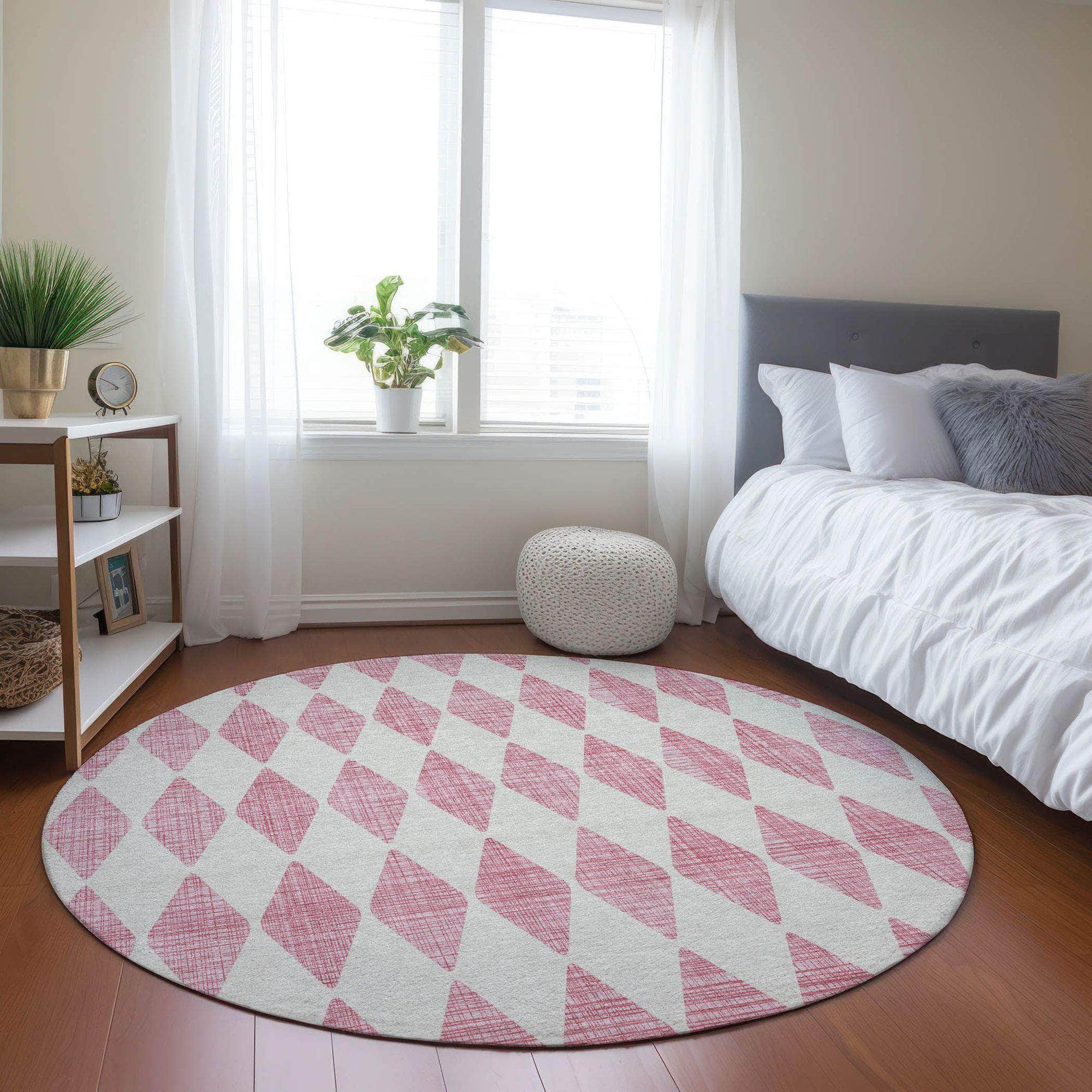Machine Made ACN578 Pink  Rugs 