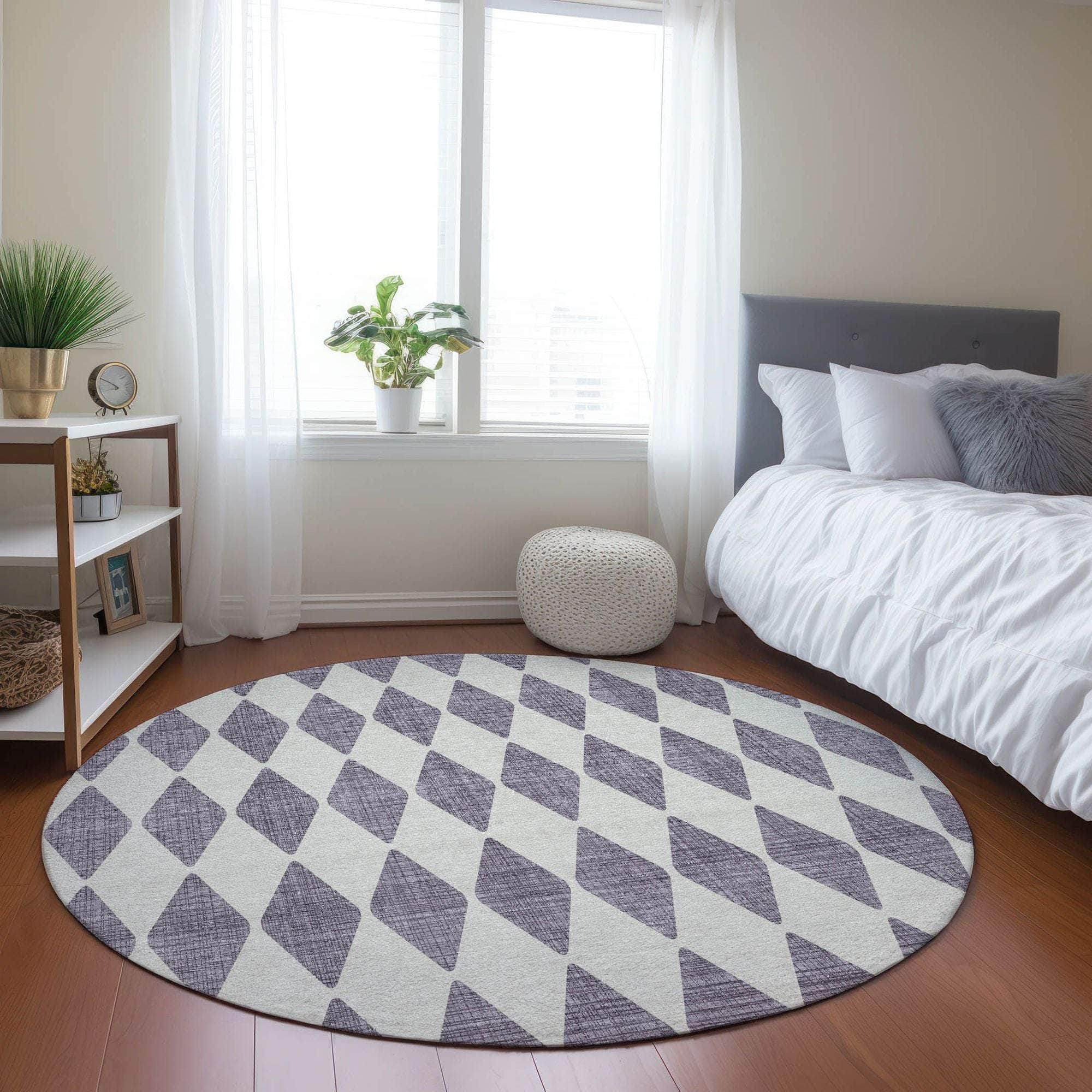 Machine Made ACN578 Purple  Rugs 