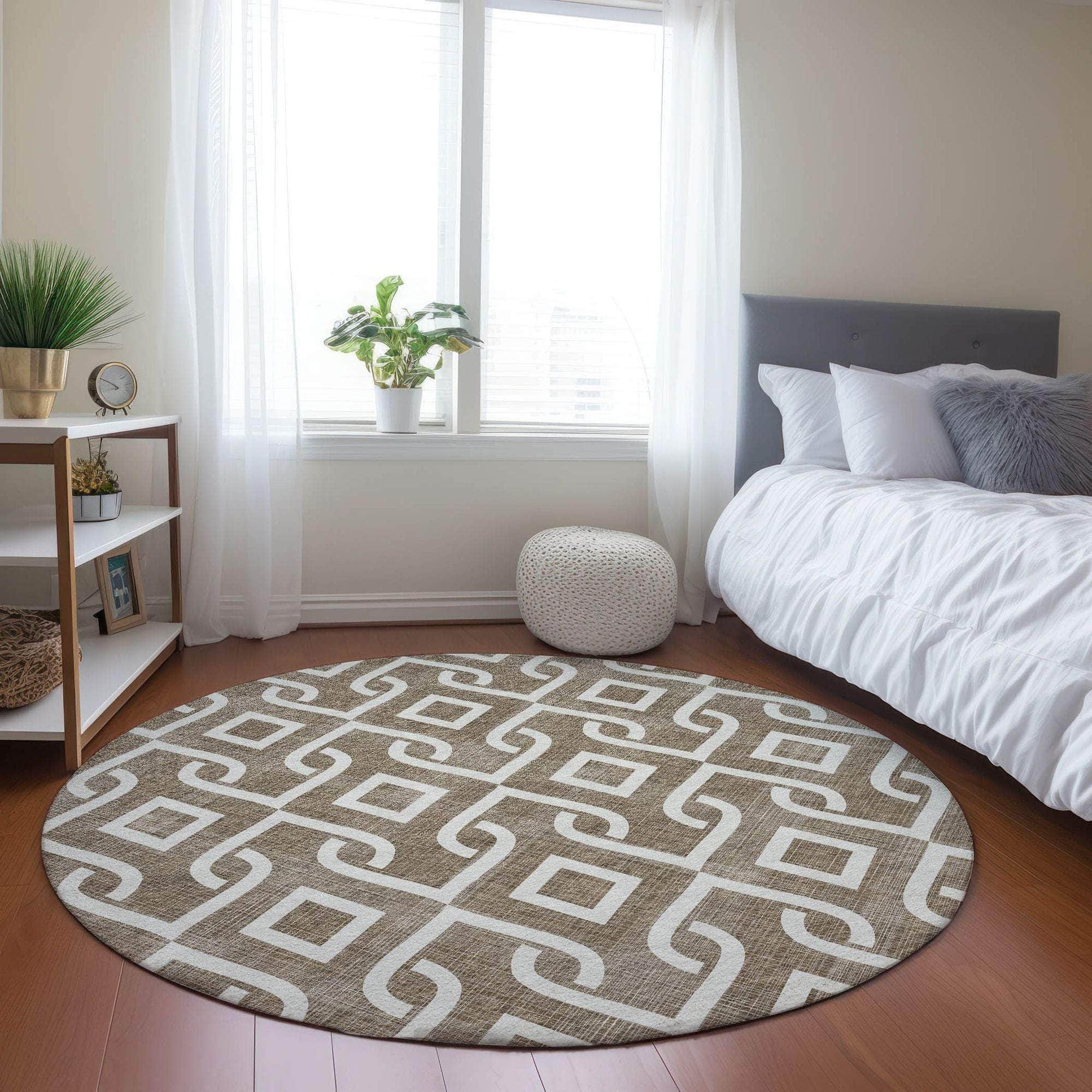 Machine Made ACN621 Brown  Rugs 