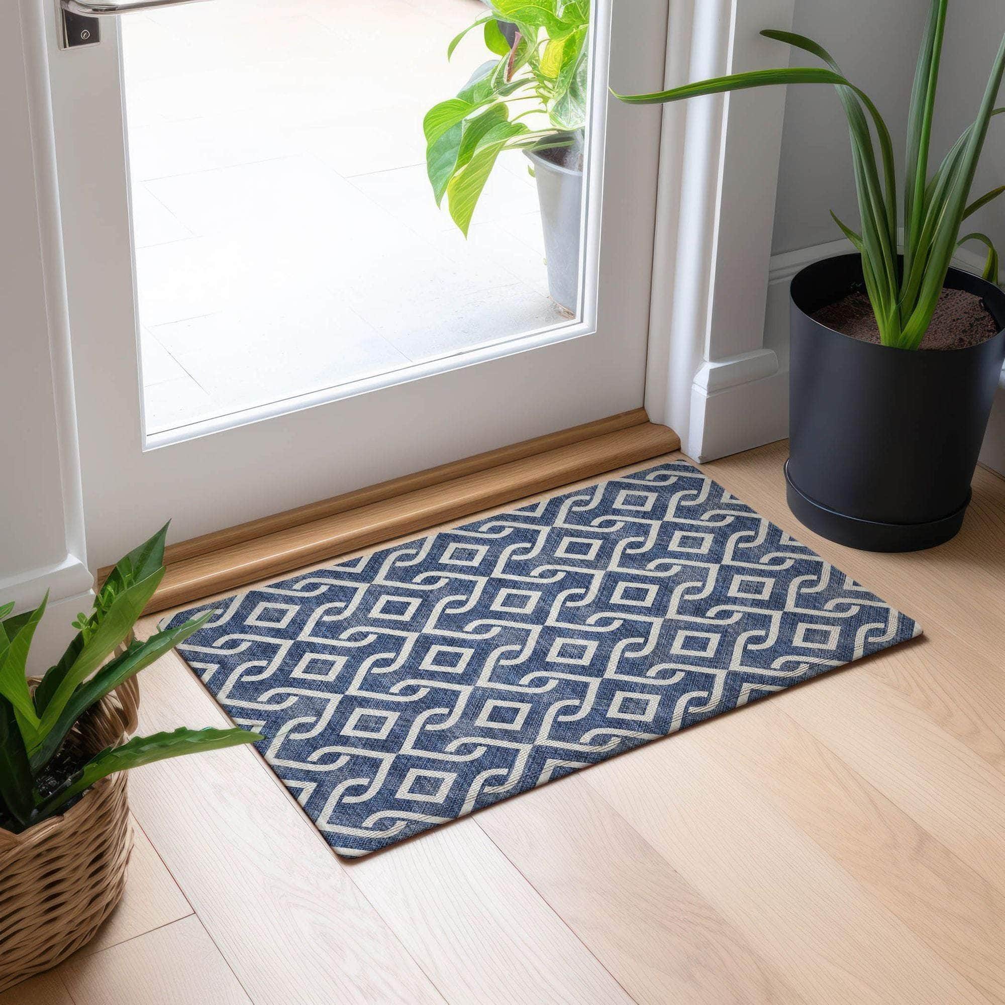 Machine Made ACN621 Navy Blue Rugs 