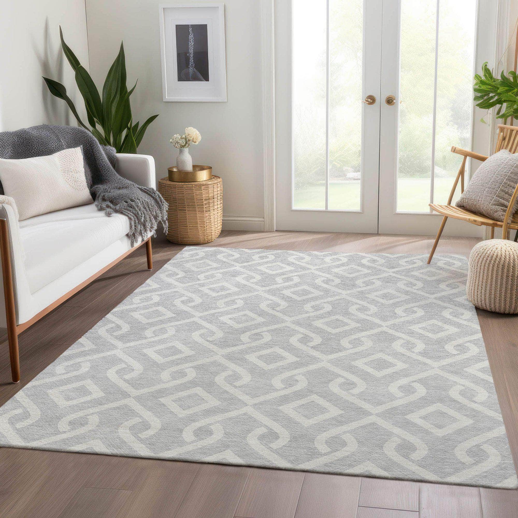 Machine Made ACN621 Silver Gray Rugs 