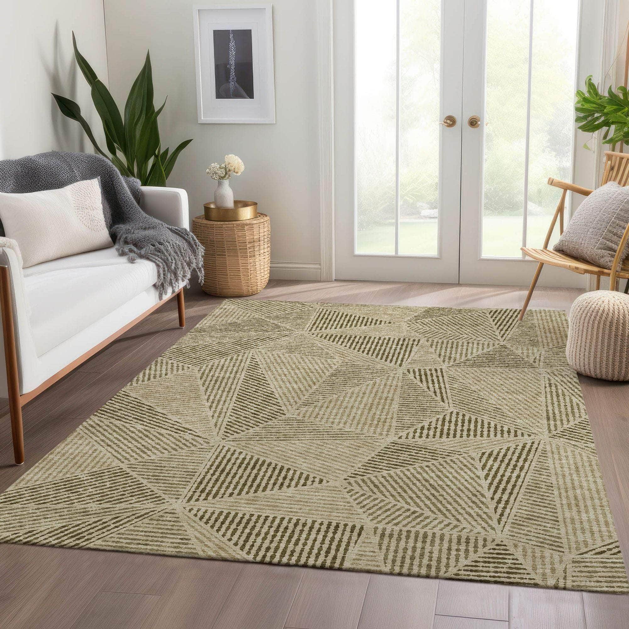 Machine Made ACN618 Khaki Brown Rugs 