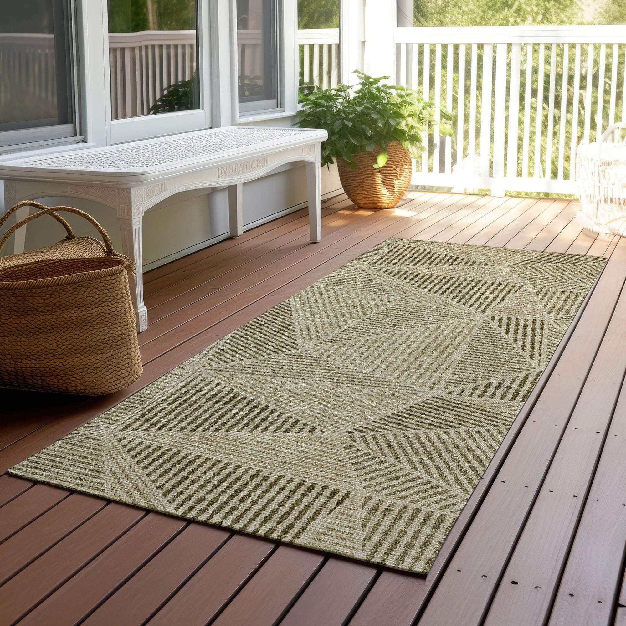 Machine Made ACN618 Khaki Brown Rugs 