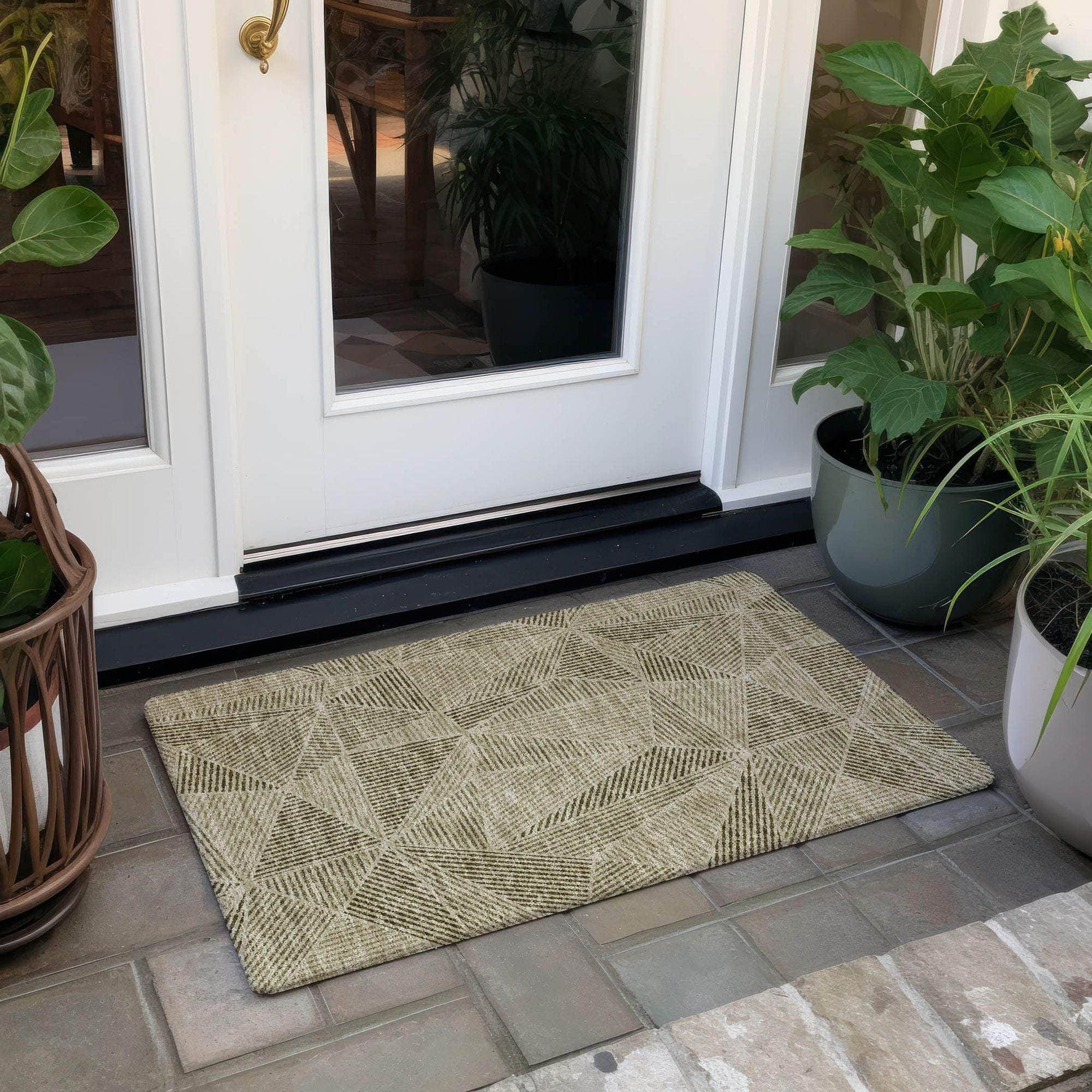 Machine Made ACN618 Khaki Brown Rugs 
