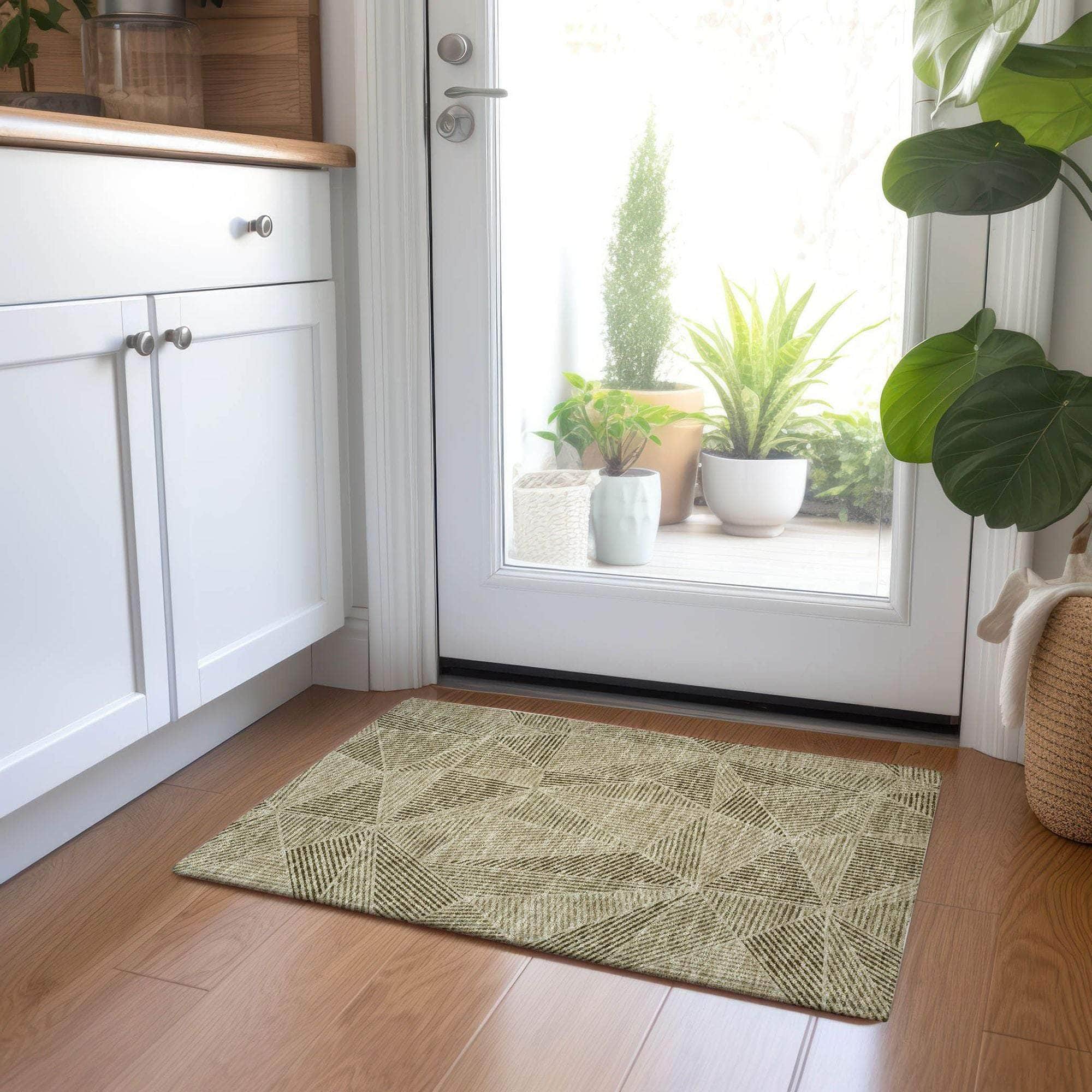 Machine Made ACN618 Khaki Brown Rugs 