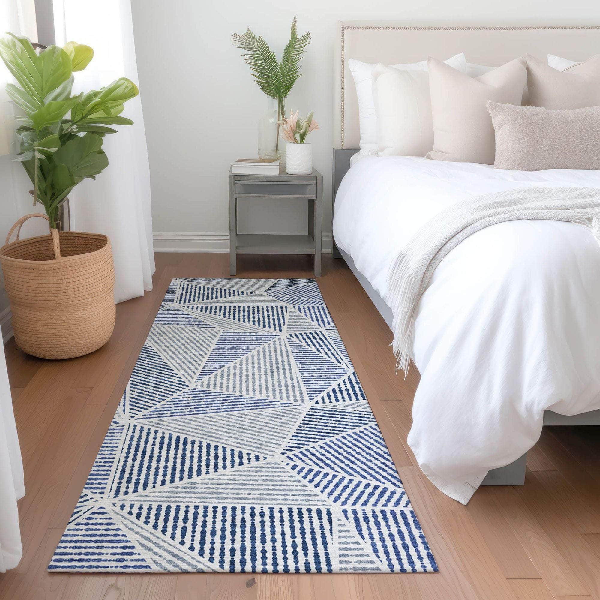Machine Made ACN618 Navy Blue Rugs 