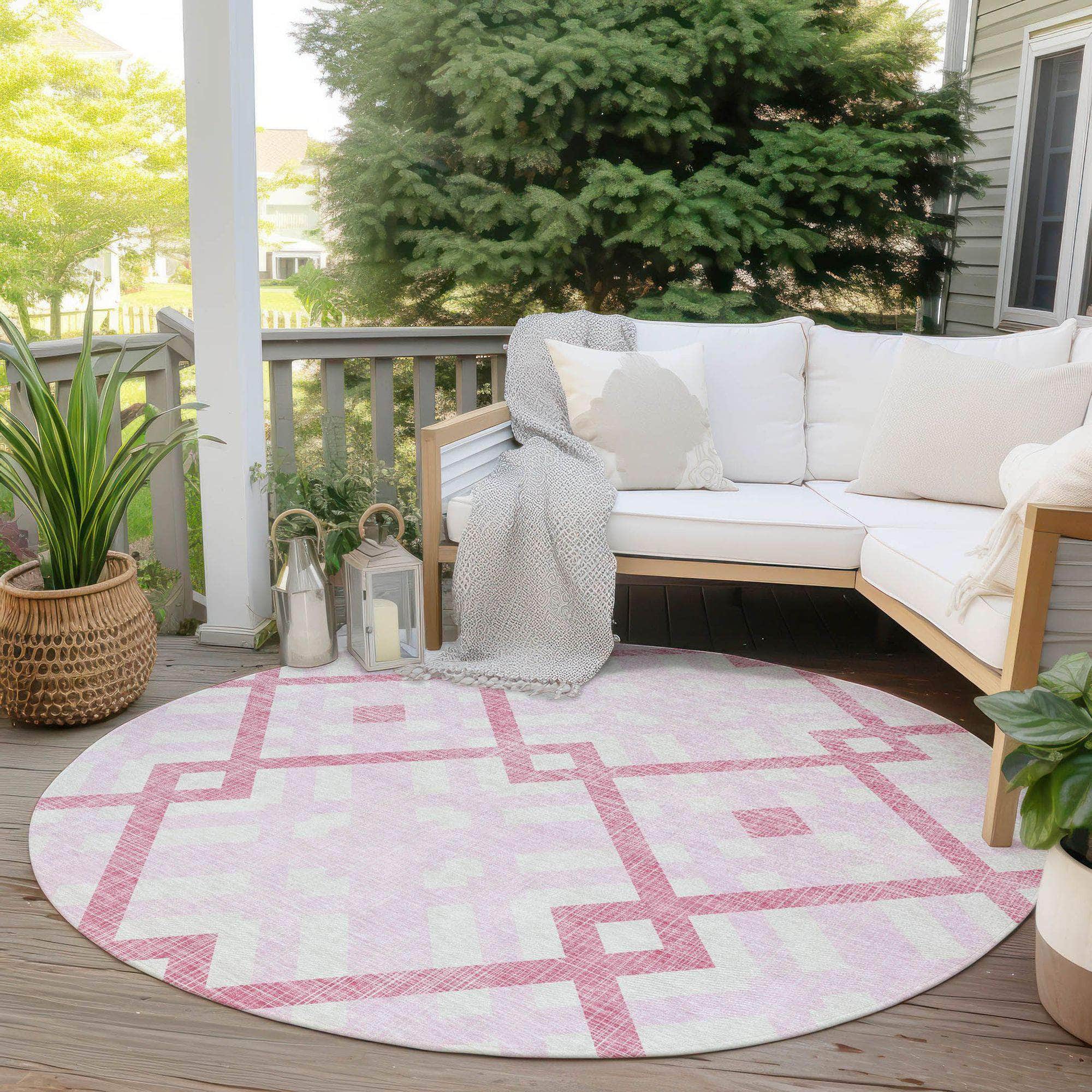 Machine Made ACN616 Pink  Rugs 