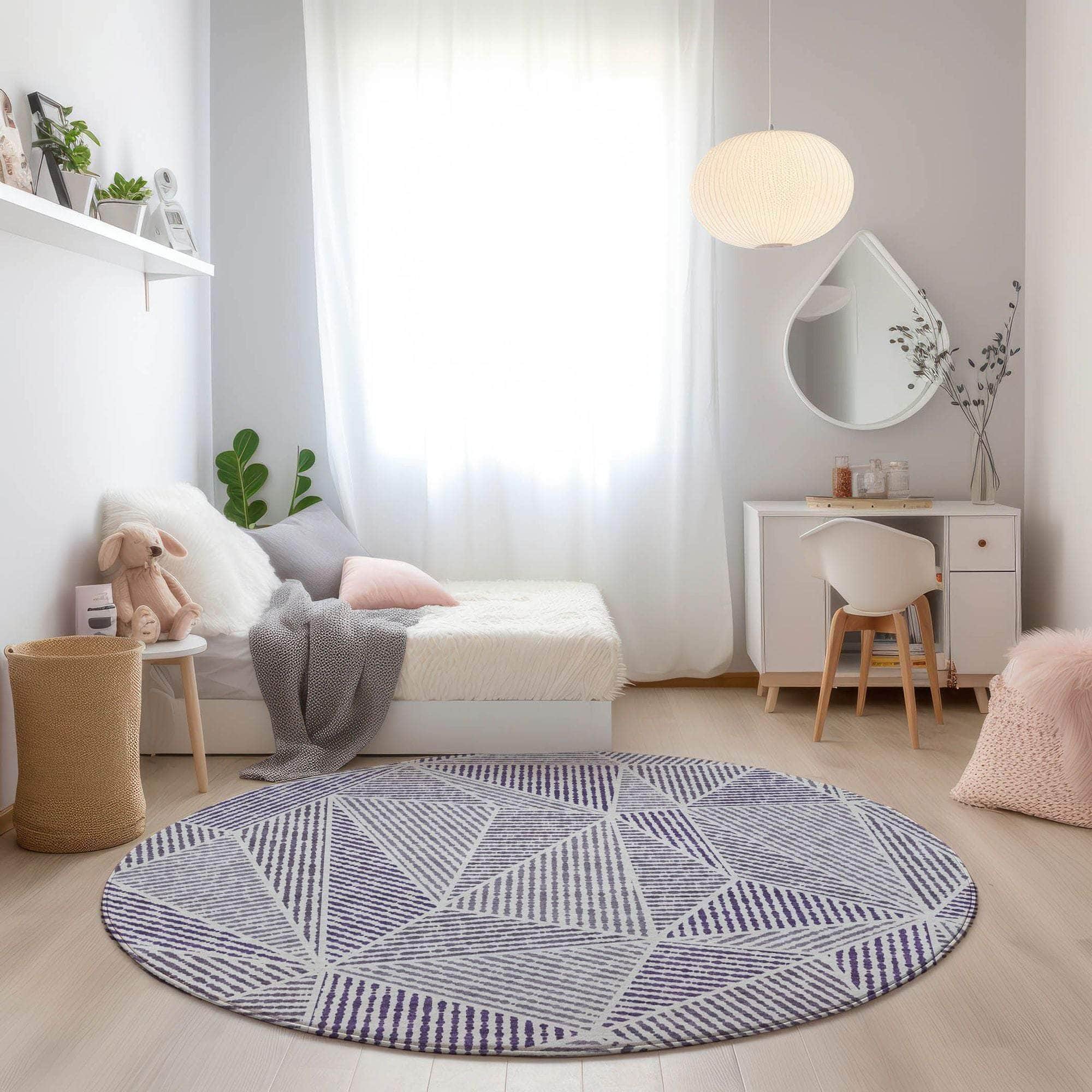 Machine Made ACN618 Purple  Rugs 