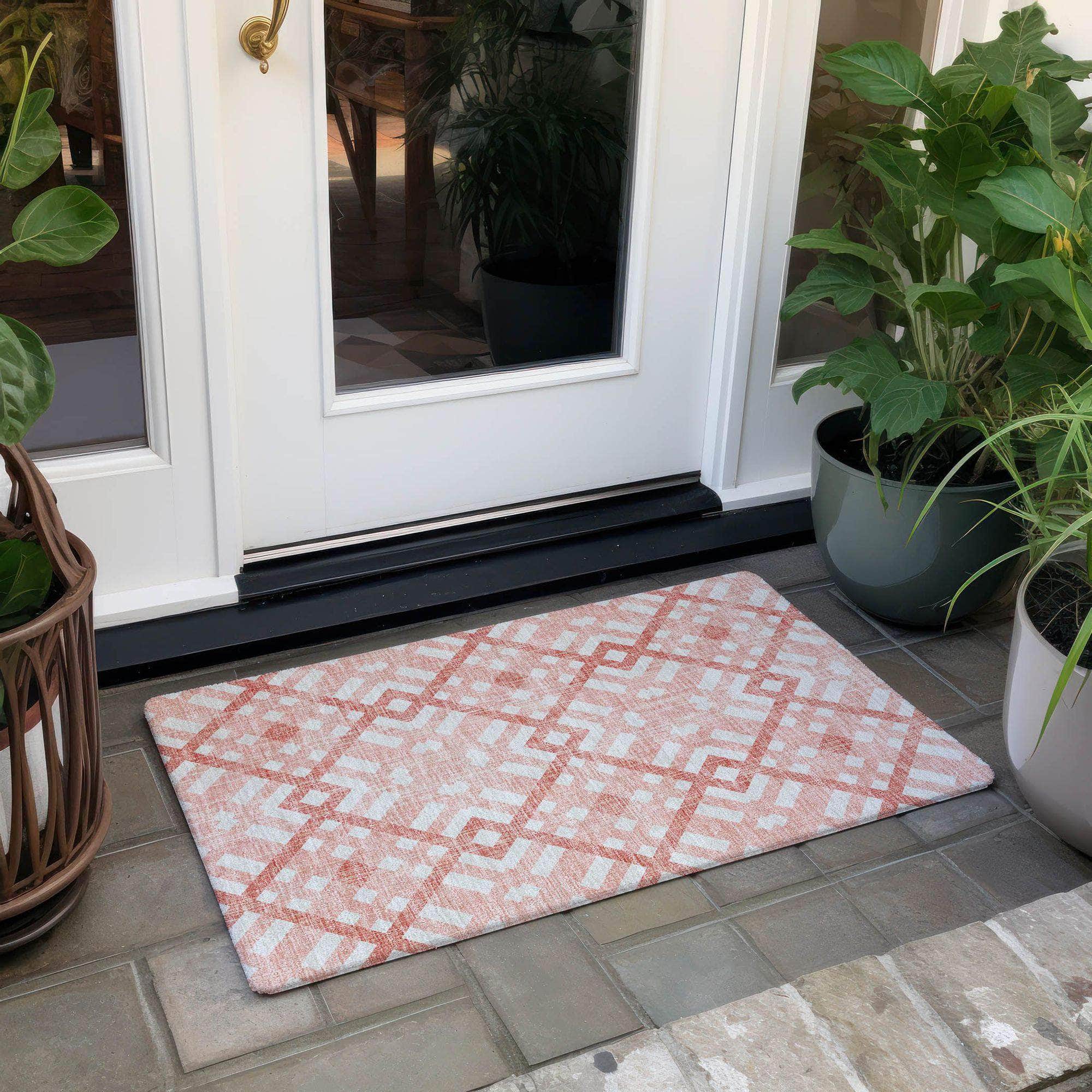 Machine Made ACN616 Salmon Orange Rugs 