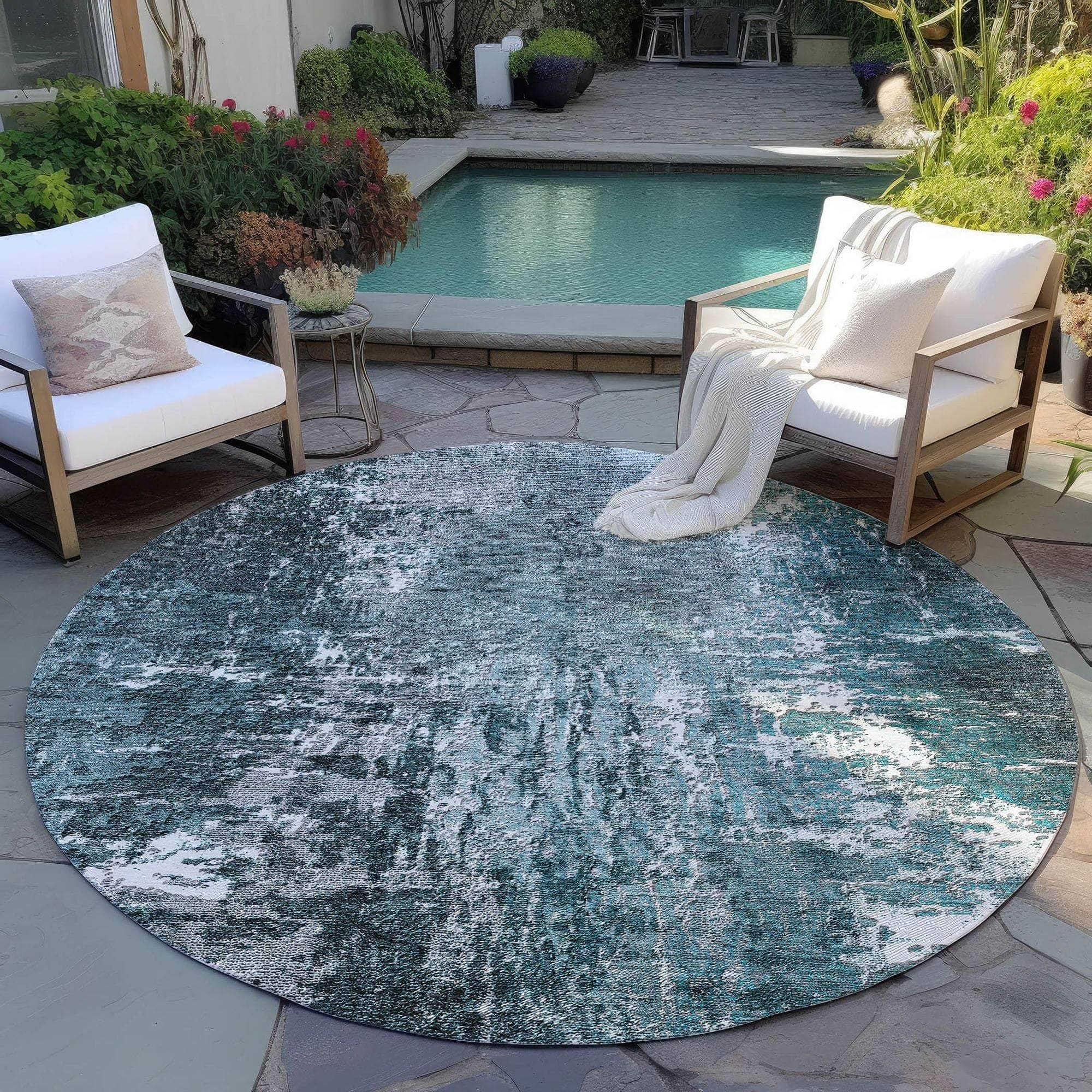 Machine Made ACN718 Teal  Rugs #color_teal 