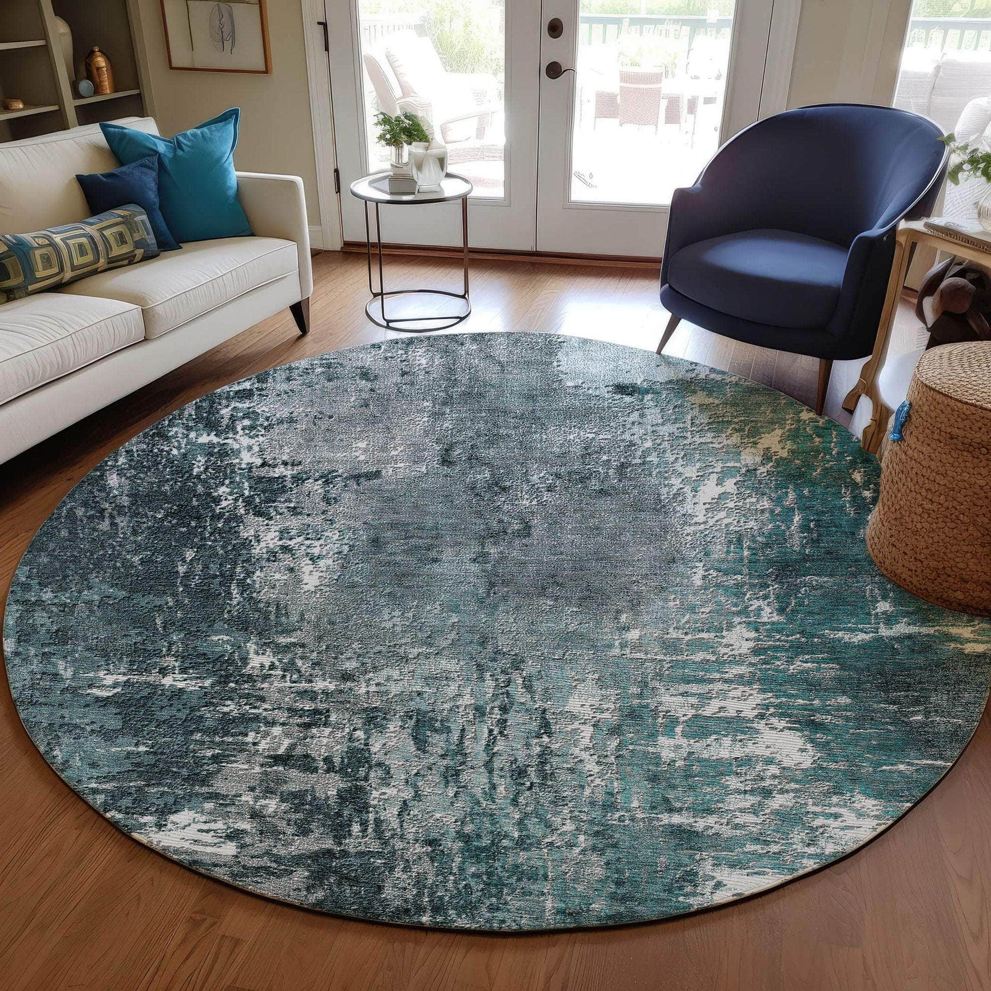 Machine Made ACN718 Teal  Rugs #color_teal 