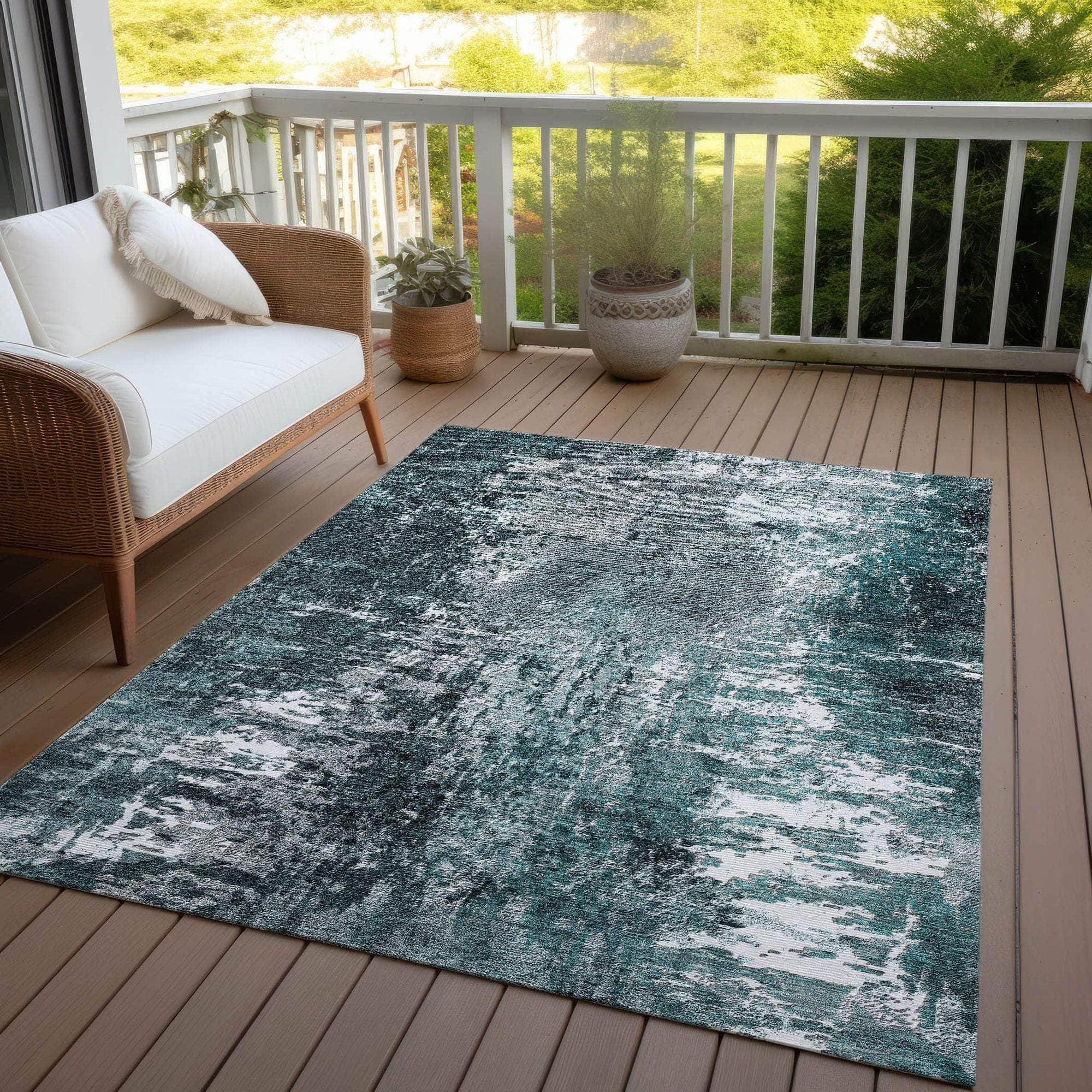 Machine Made ACN718 Teal  Rugs #color_teal 