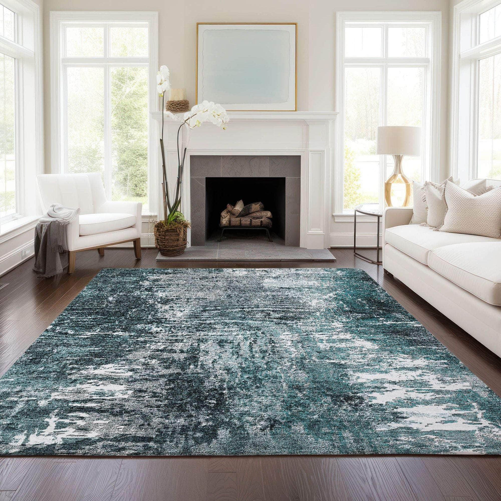 Machine Made ACN718 Teal  Rugs #color_teal 