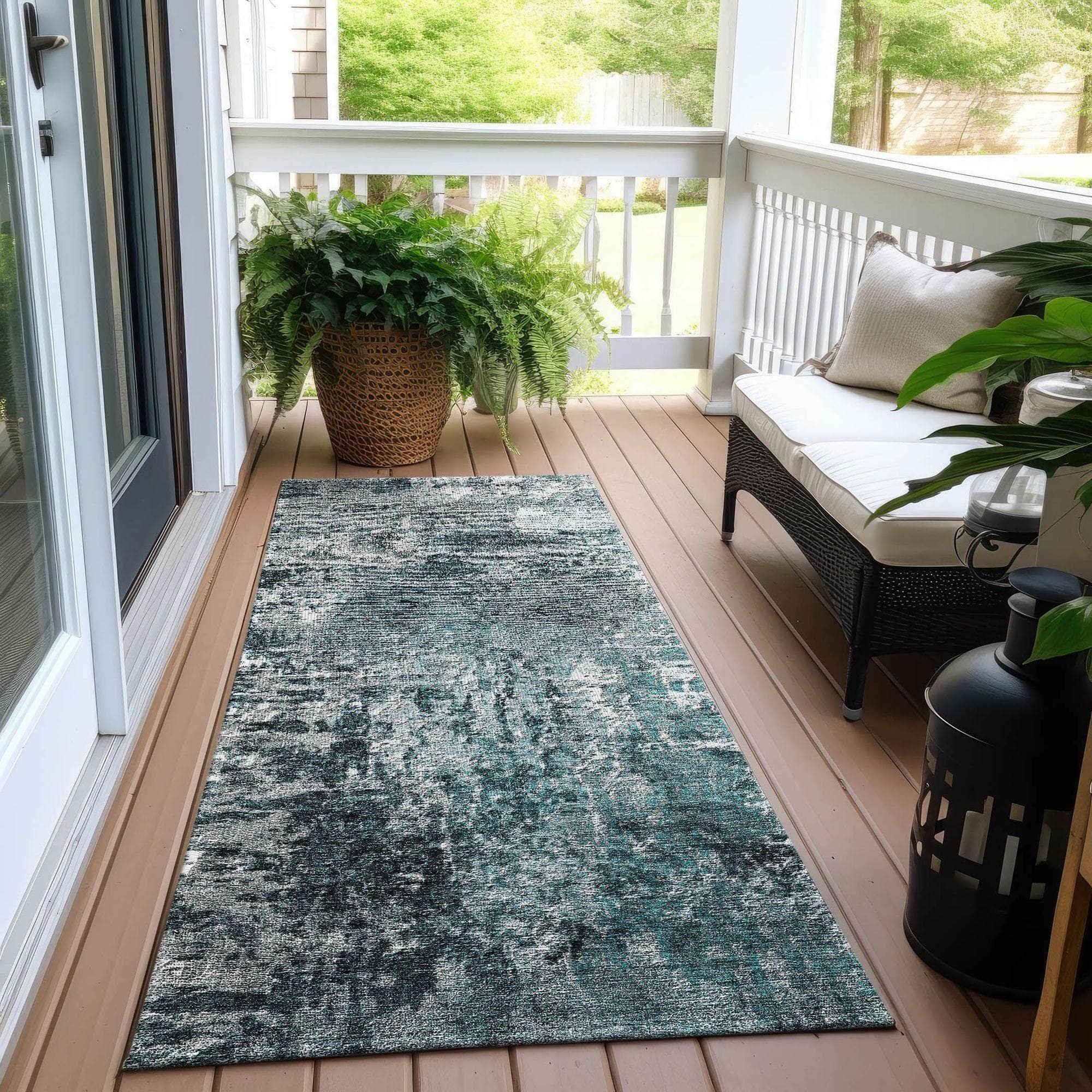 Machine Made ACN718 Teal  Rugs #color_teal 