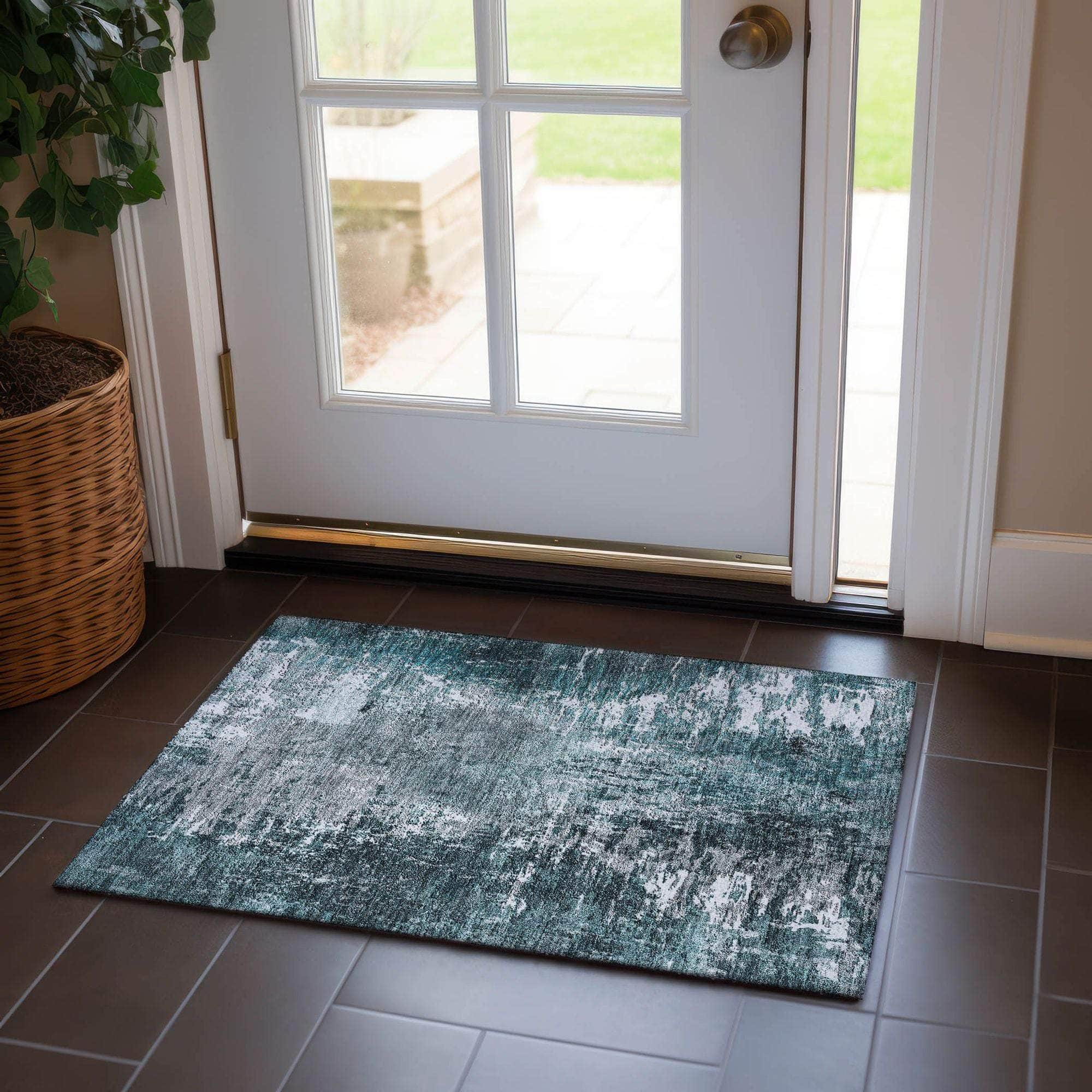 Machine Made ACN718 Teal  Rugs #color_teal 