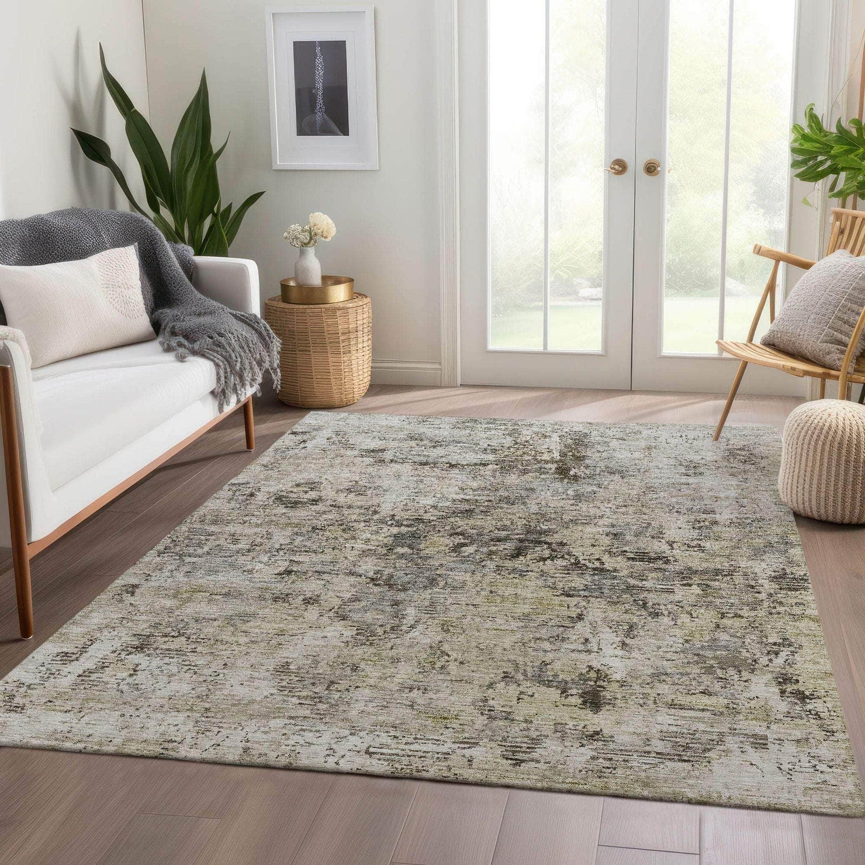 Machine Made ACN644 Taupe Brown Rugs 