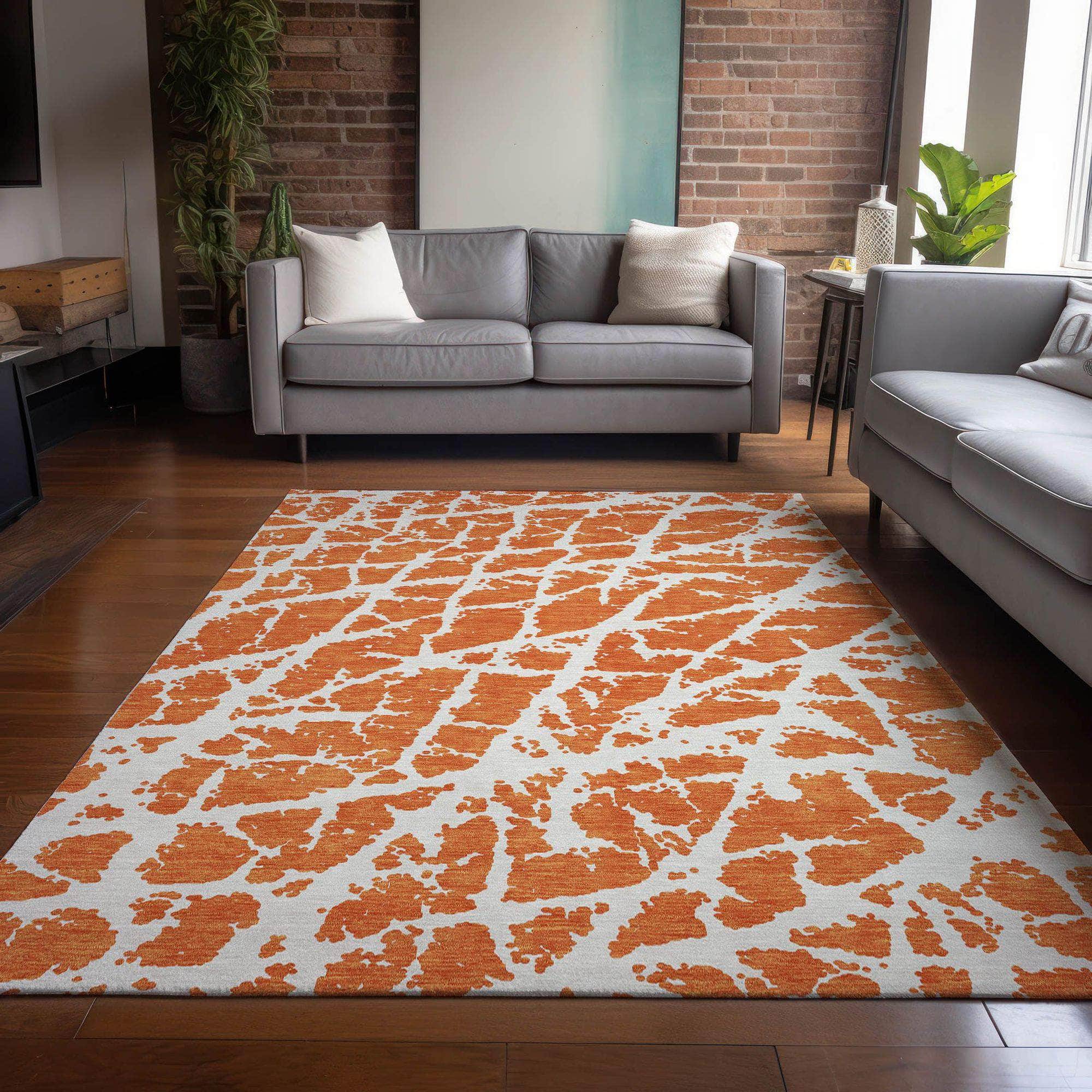 Machine Made ACN501 Orange  Rugs #color_orange 