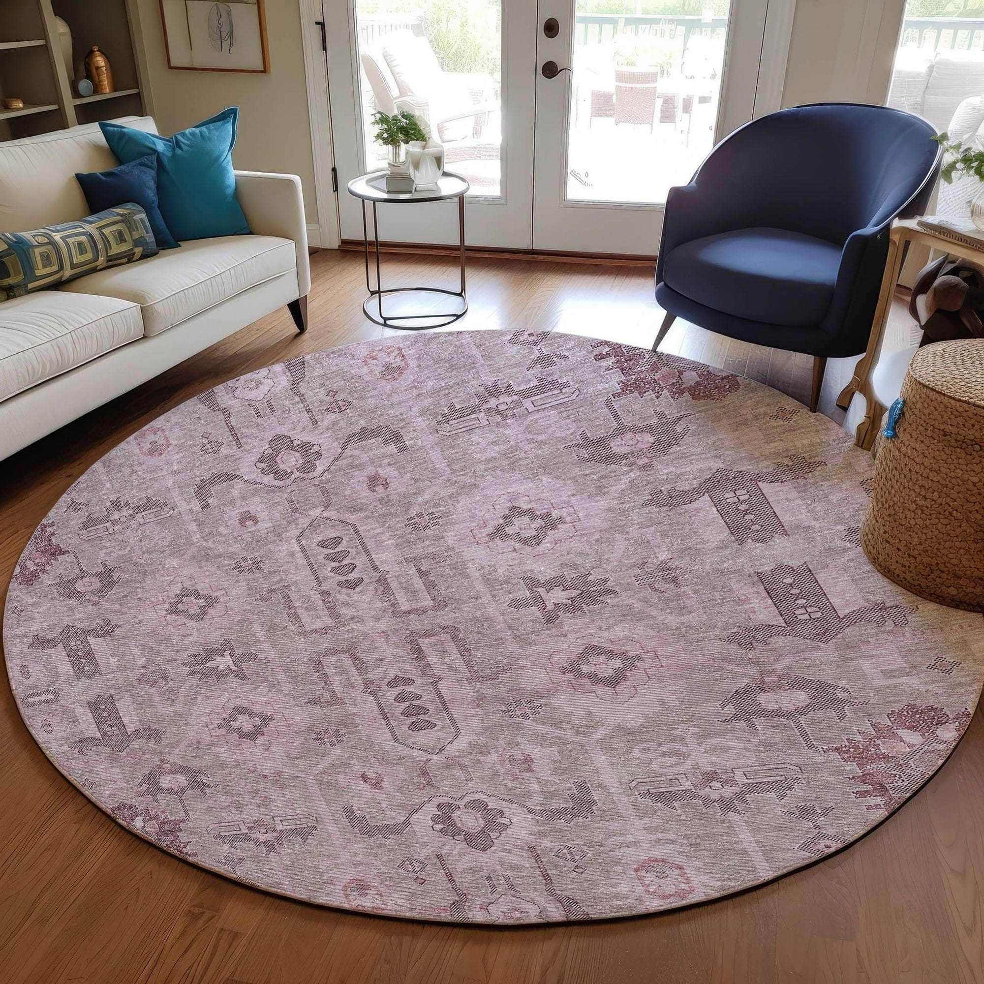 Machine Made ACN697 Pink  Rugs #color_pink 