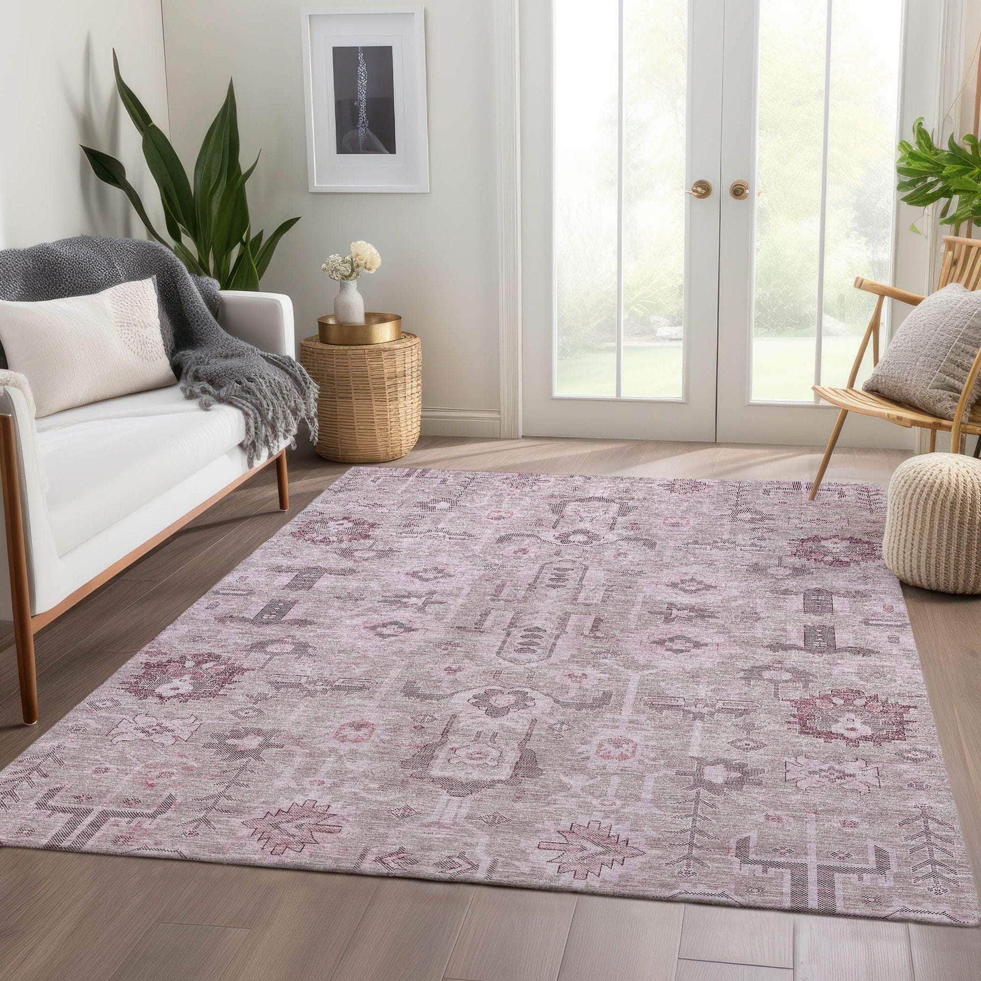 Machine Made ACN697 Pink  Rugs #color_pink 