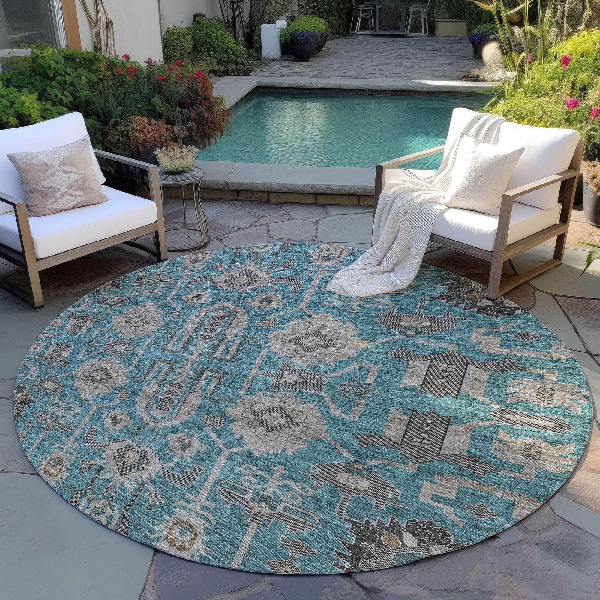 Machine Made ACN697 Teal  Rugs #color_teal 